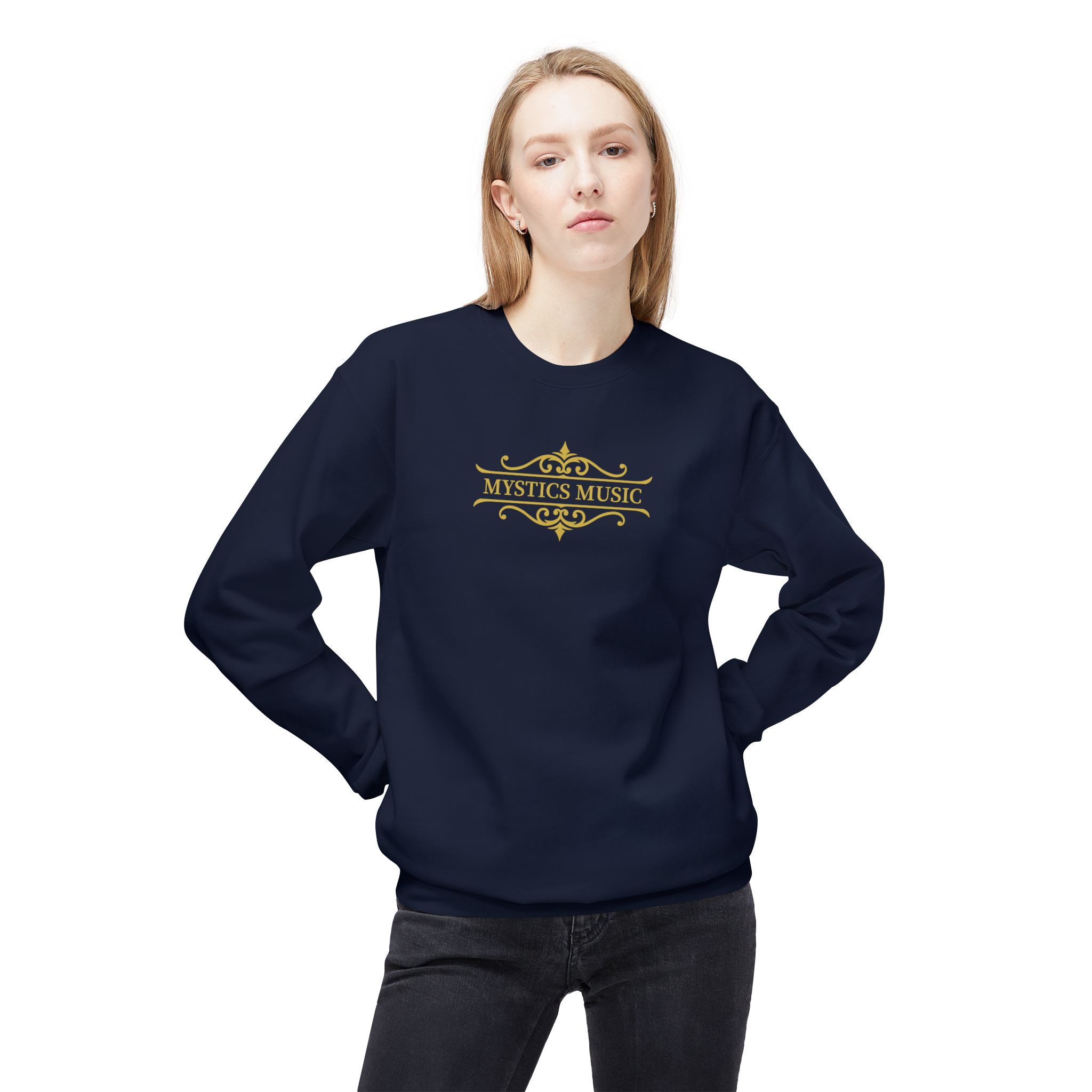 Mystics Music Unisex Midweight Crewneck Sweatshirt (dark colors - large logo) - Image 5
