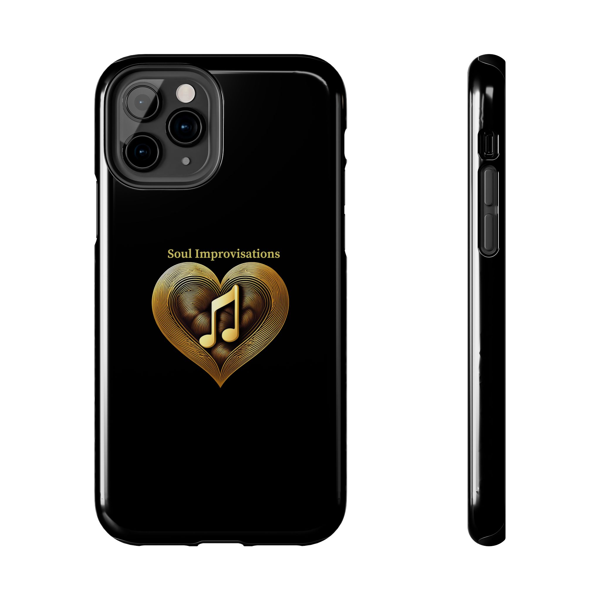 Gold Musical Heart Tough Phone Case - Black - Image 20