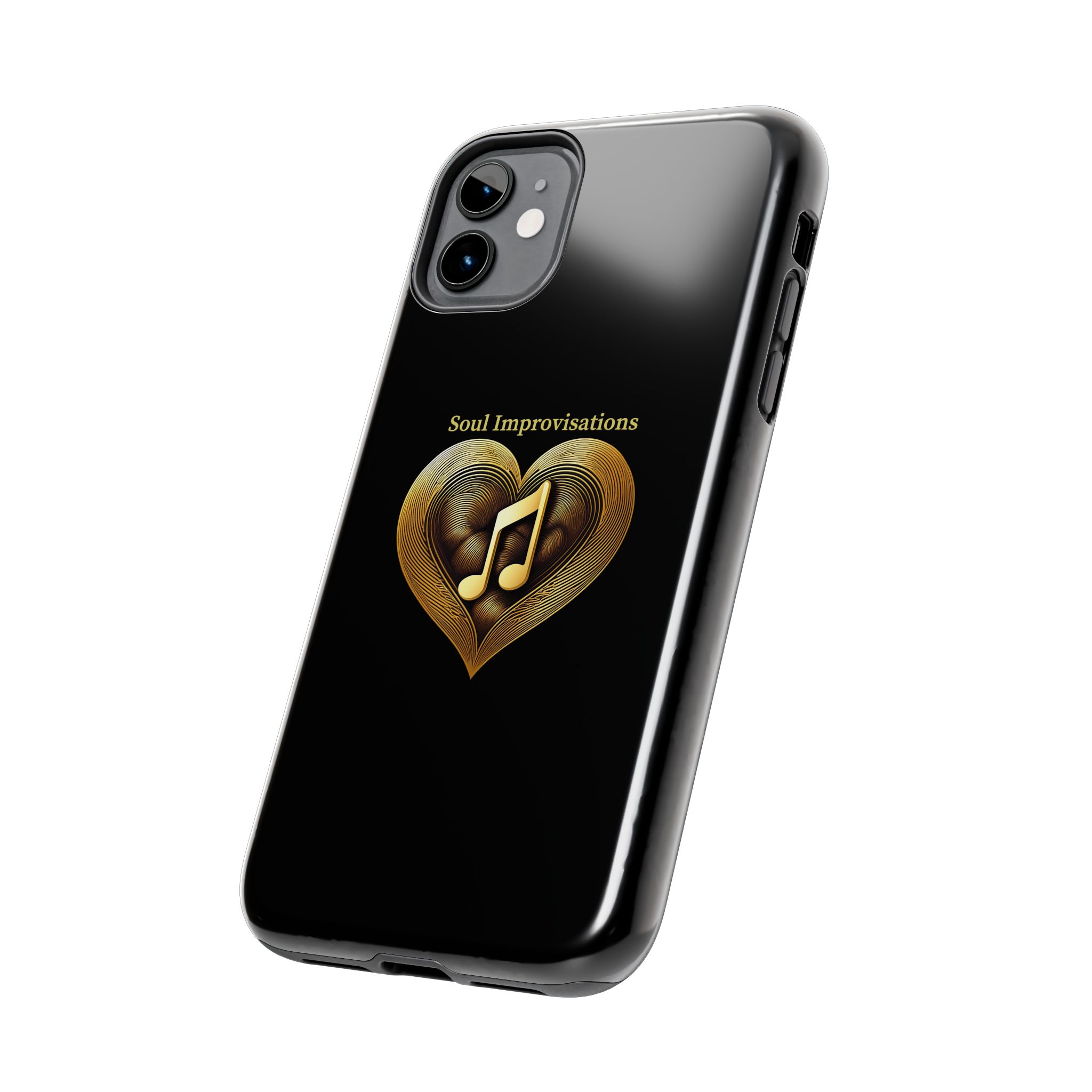 Gold Musical Heart Tough Phone Case - Black - Image 18