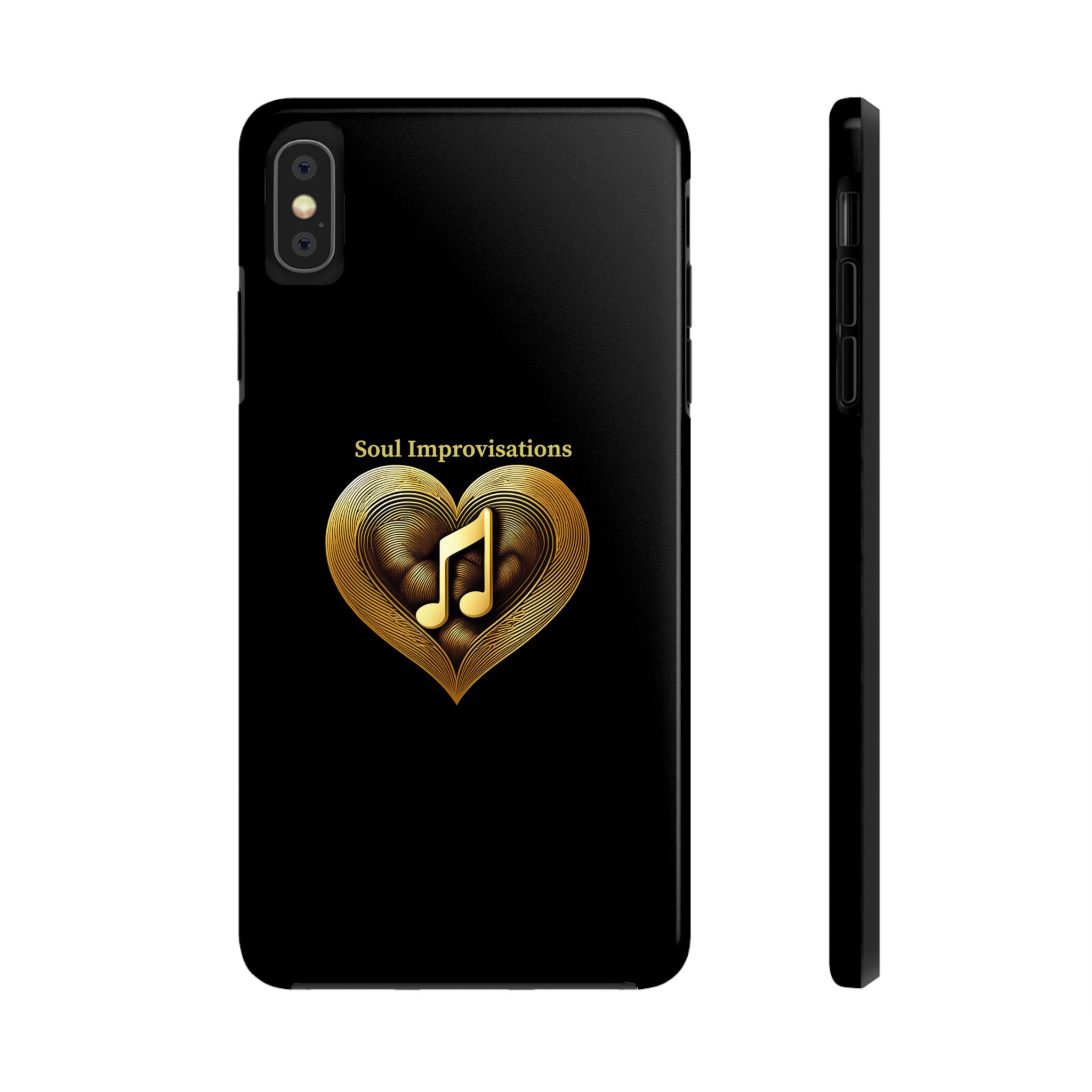 Gold Musical Heart Tough Phone Case - Black - Image 14