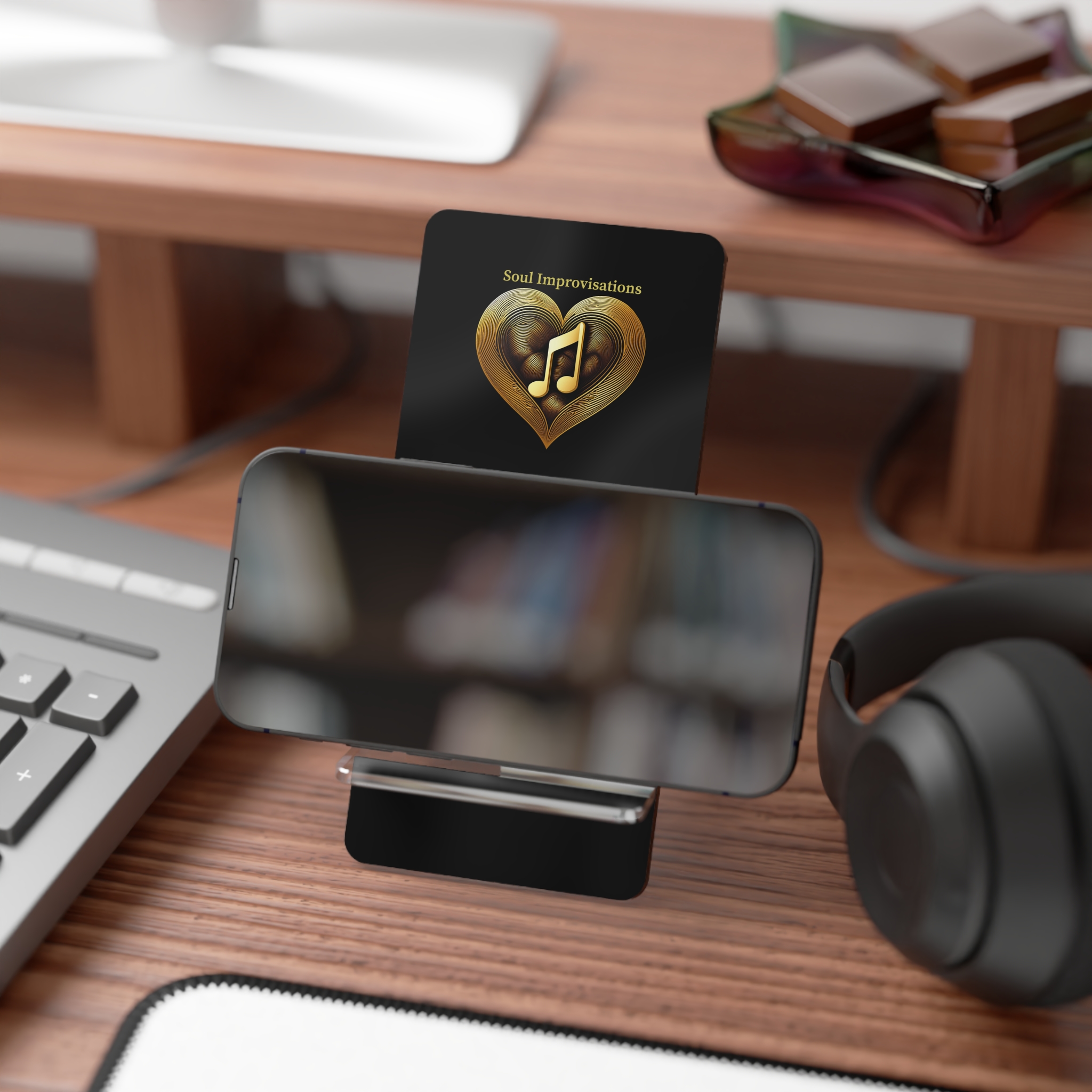 Gold Musical Heart Mobile Display Stand for Smartphones - Image 4