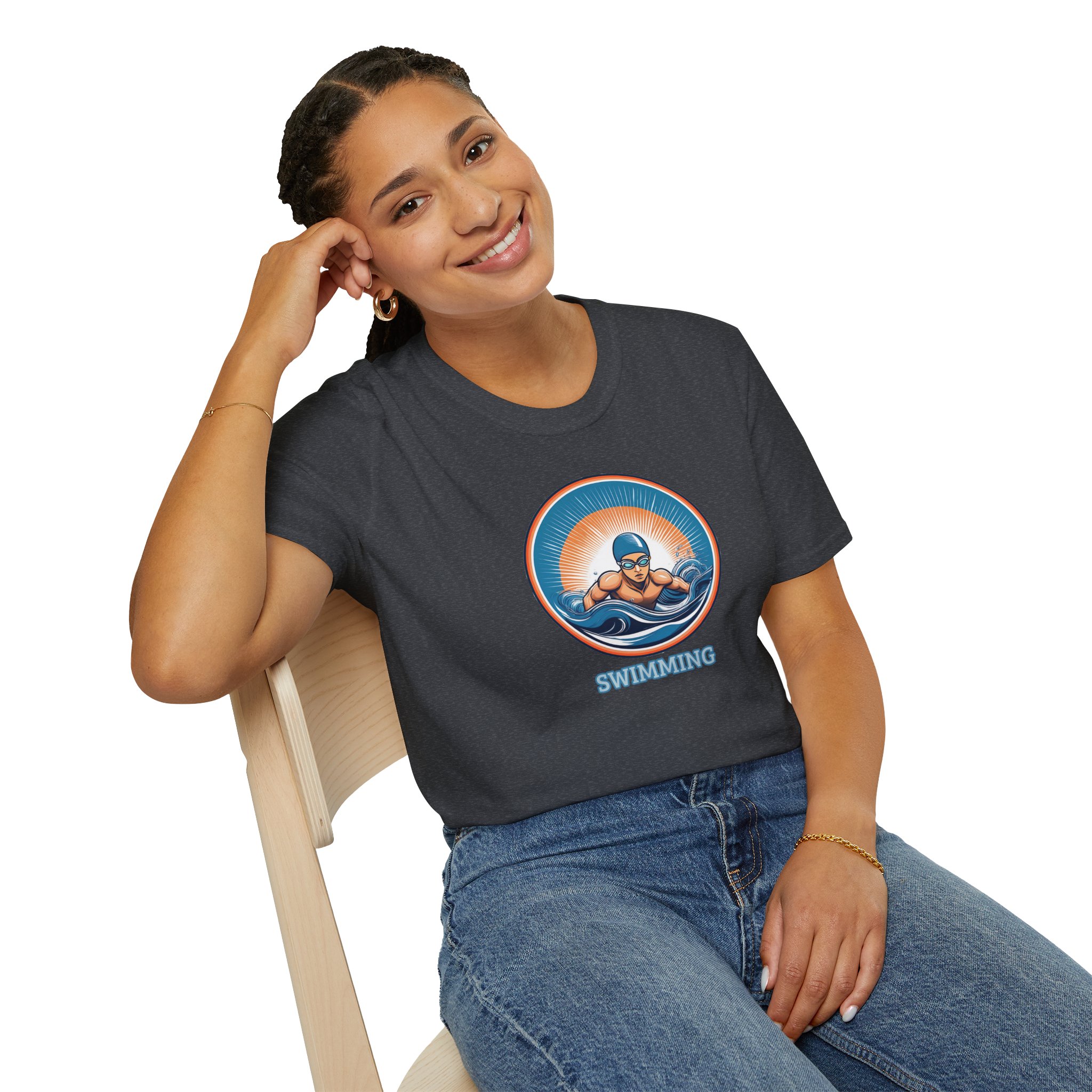 Men's Swimming - Unisex Softstyle Short Sleeve T-Shirt - Image 6
