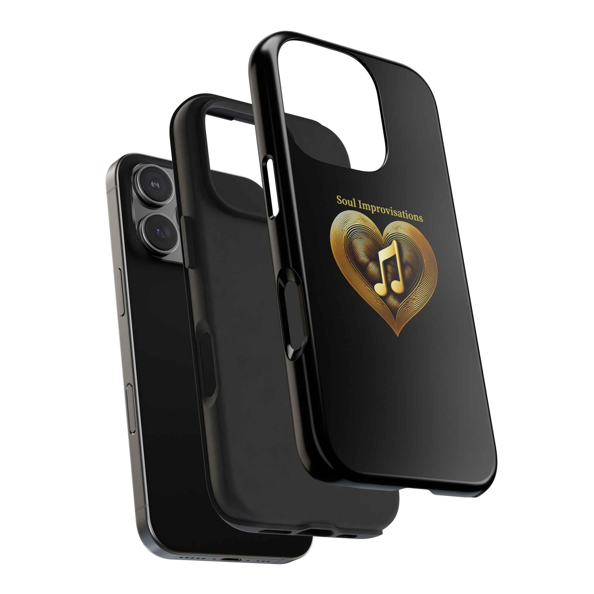 Gold Musical Heart Tough Phone Case - Black - Image 98