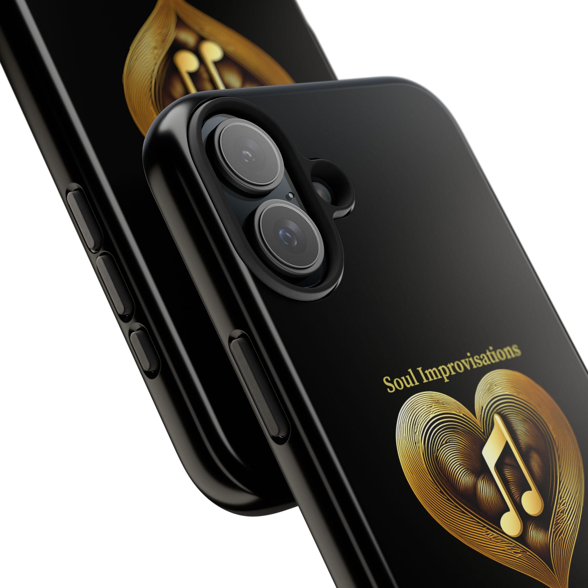 Gold Musical Heart Tough Phone Case - Black - Image 106
