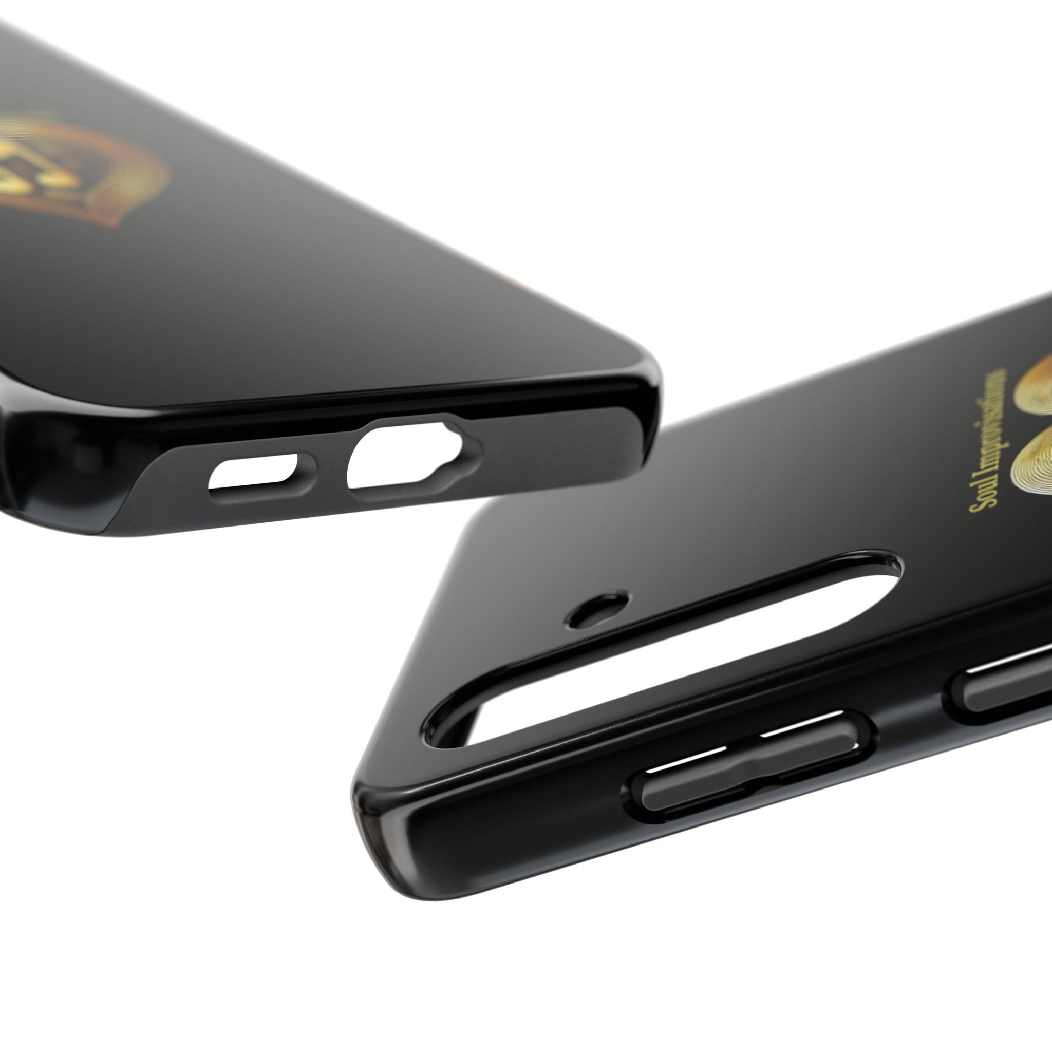 Gold Musical Heart Tough Phone Case - Black - Image 82