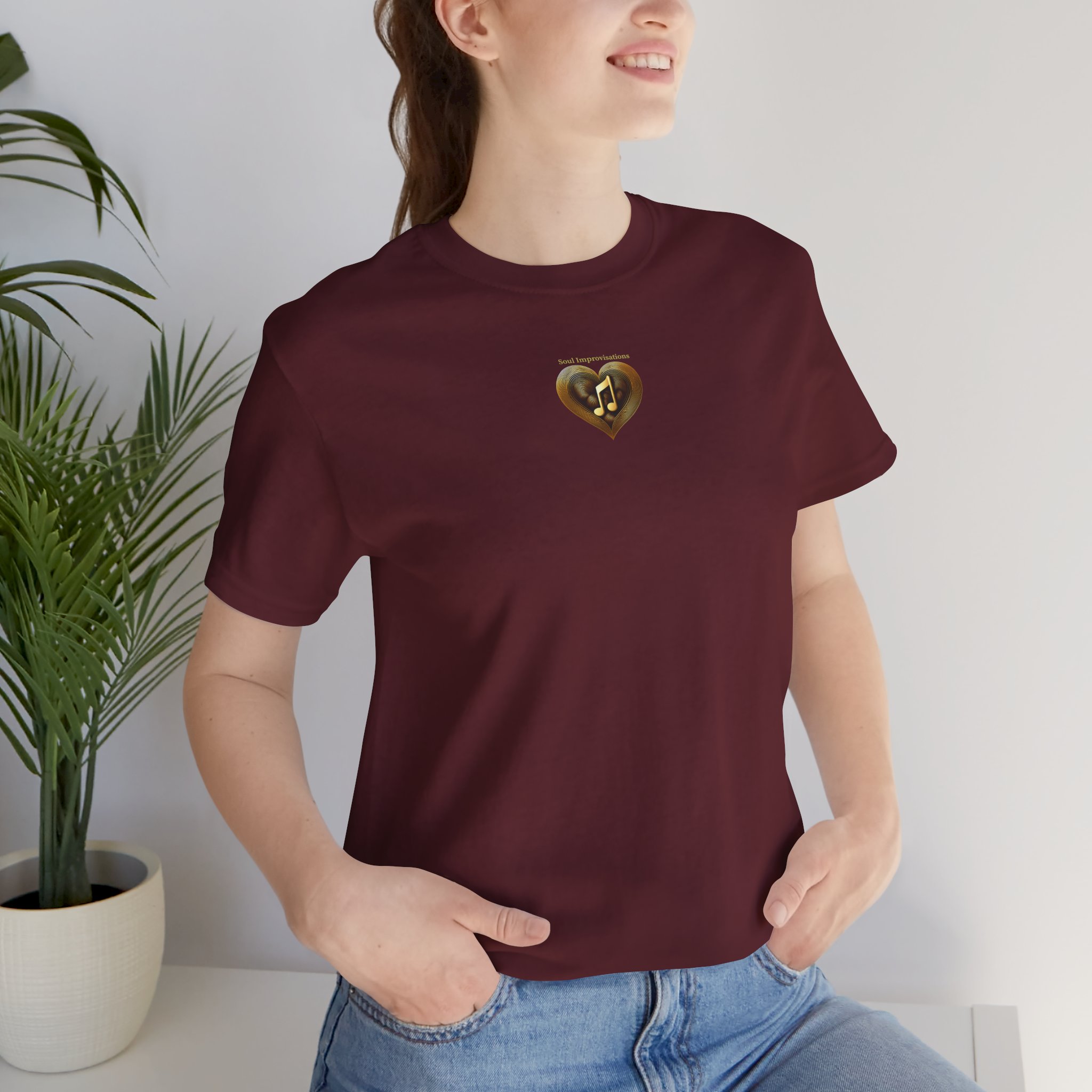 Gold Musical Heart Unisex Jersey Short Sleeve T-Shirt - Image 29
