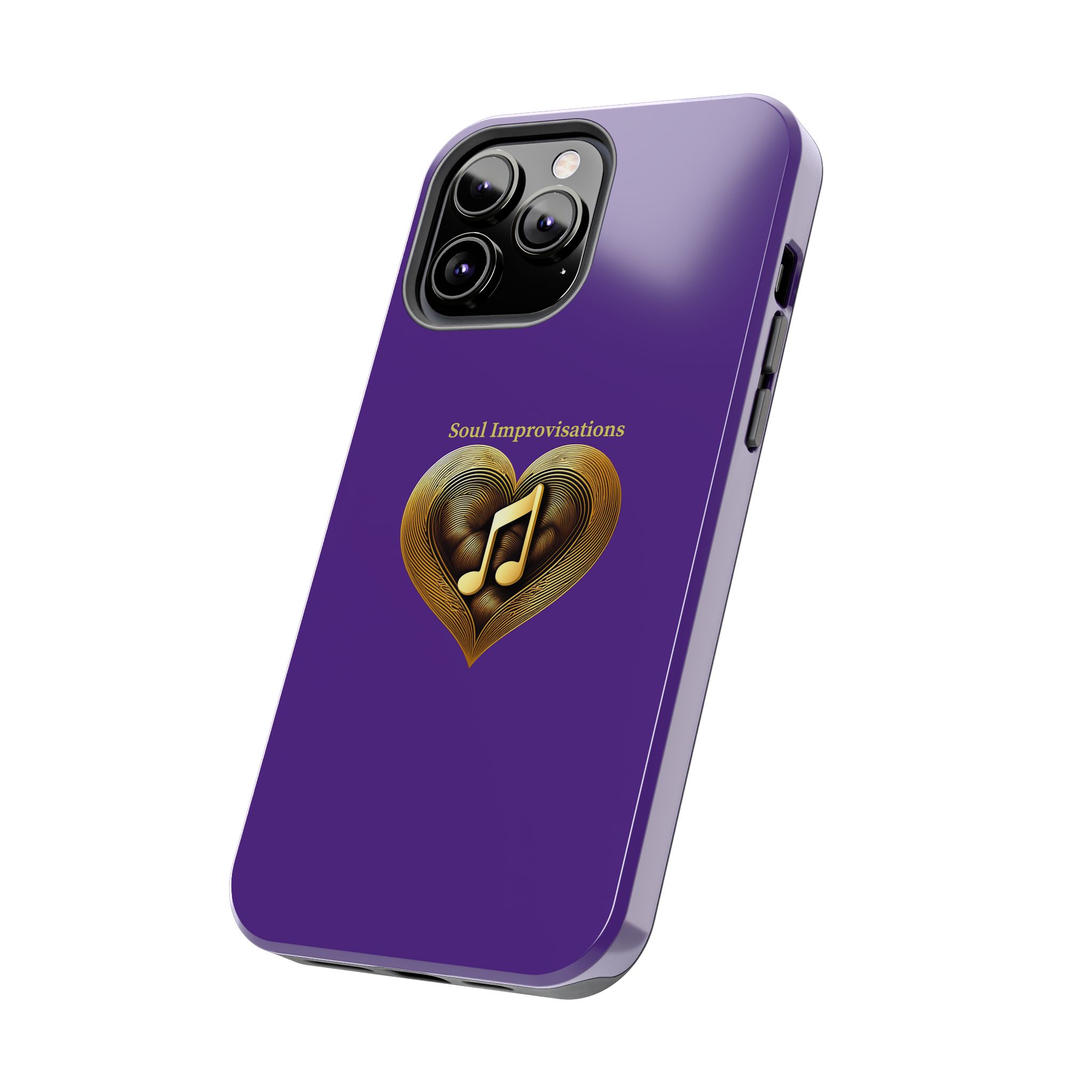 Gold Musical Heart Tough Phone Case - Purple - Image 58