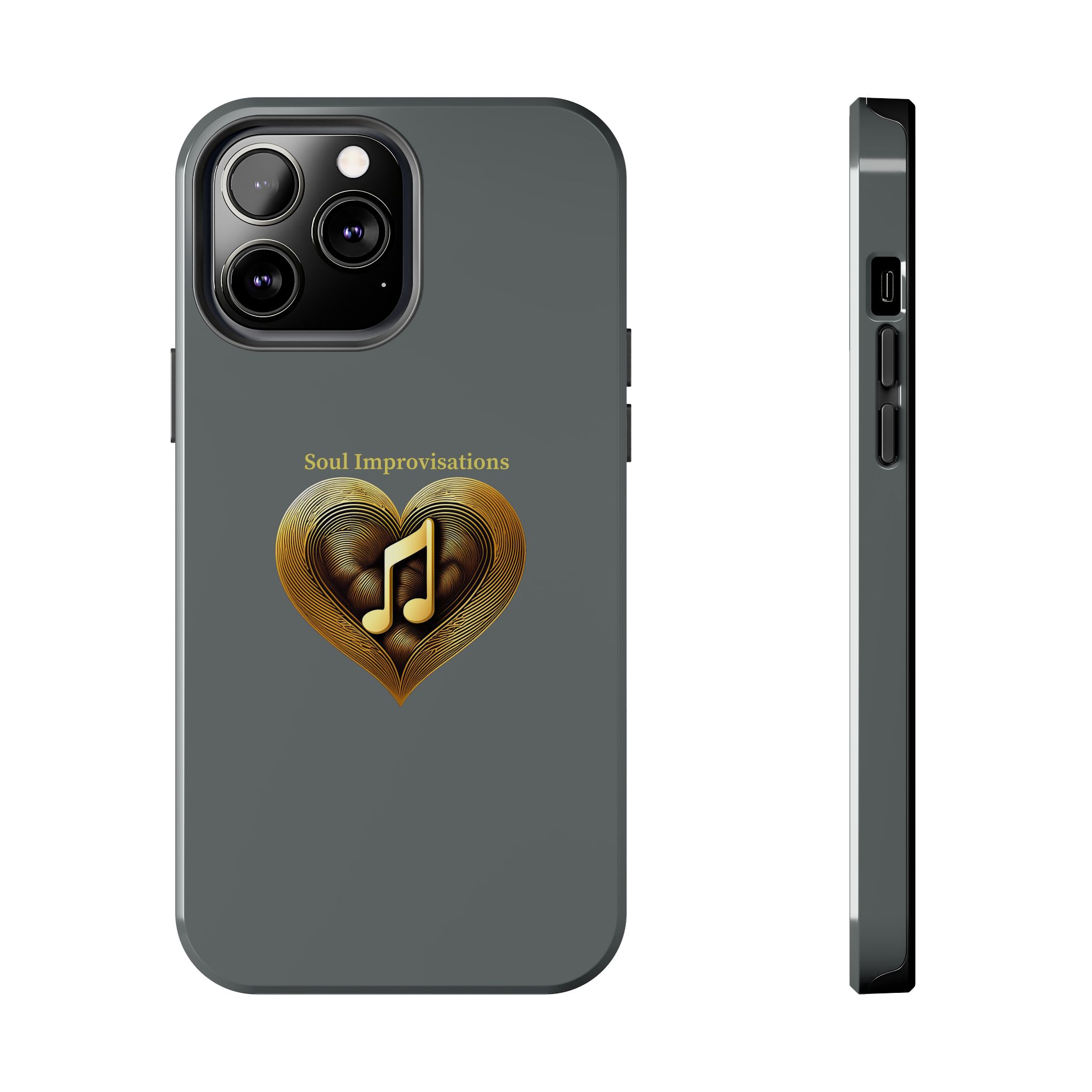 Gold Musical Heart Tough Phone Case - Grey - Image 56