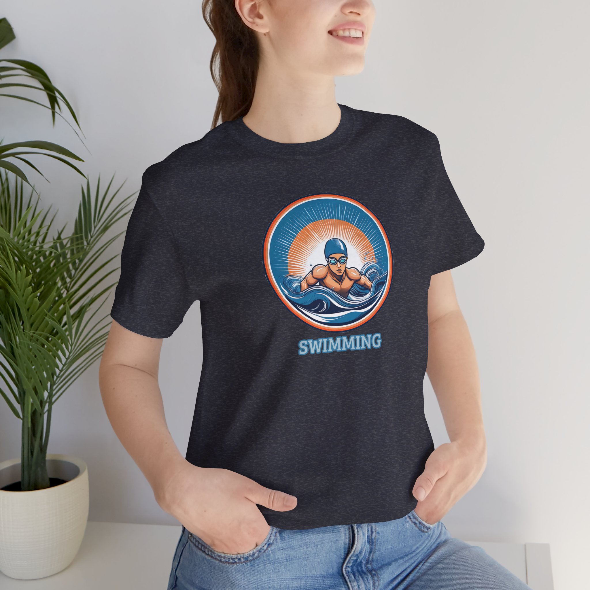 Men's Swimming - Unisex Jersey Short Sleeve T-Shirt - Image 26