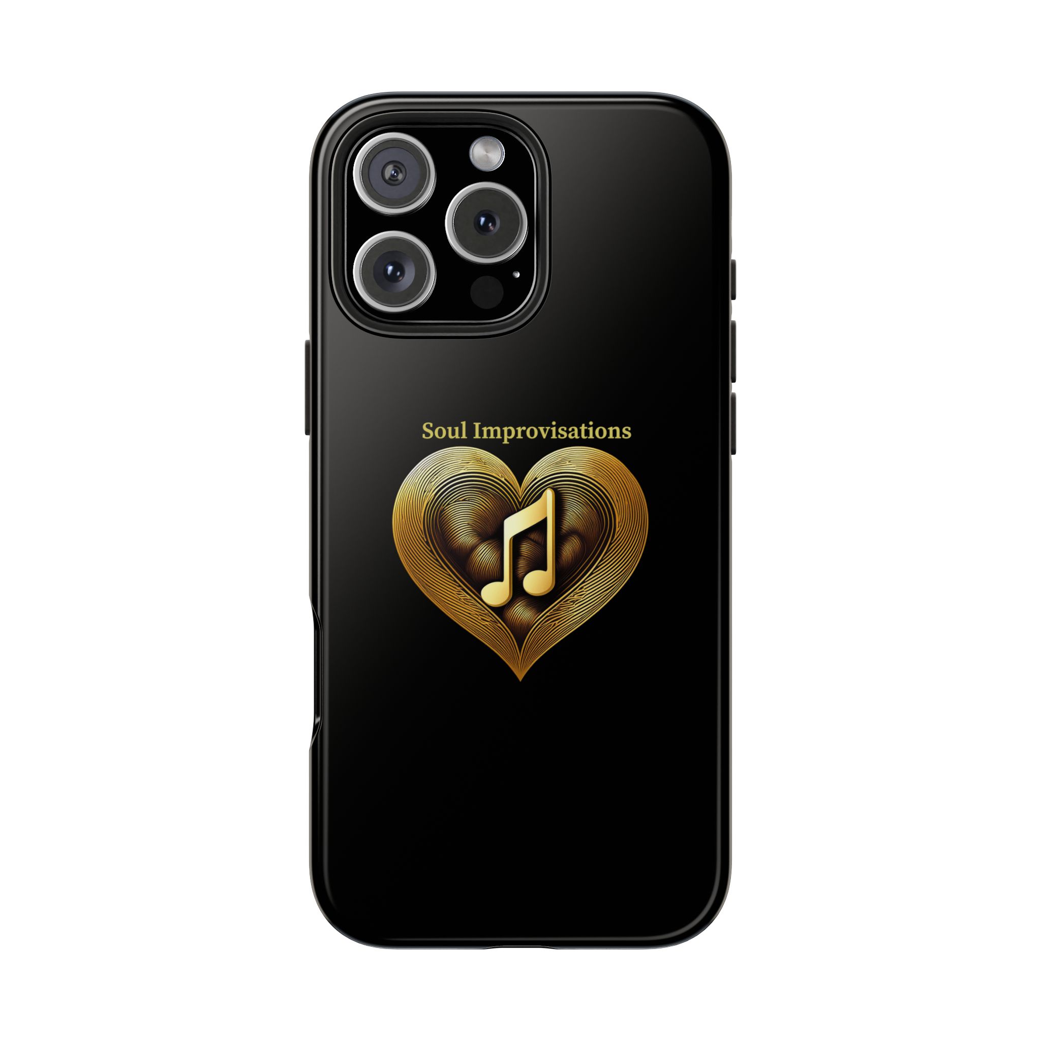Gold Musical Heart Tough Phone Case - Black - Image 99