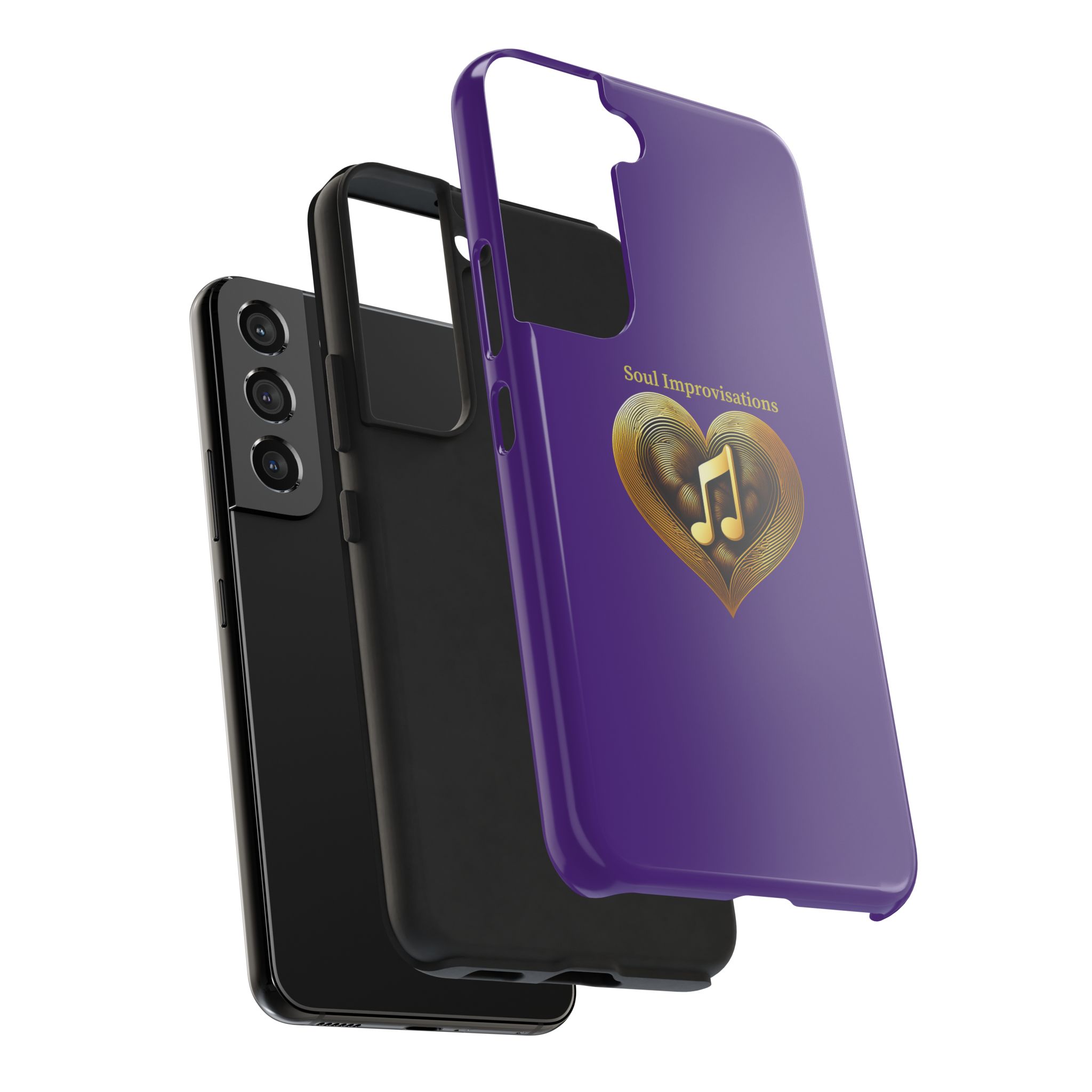Gold Musical Heart Tough Phone Case - Purple - Image 91