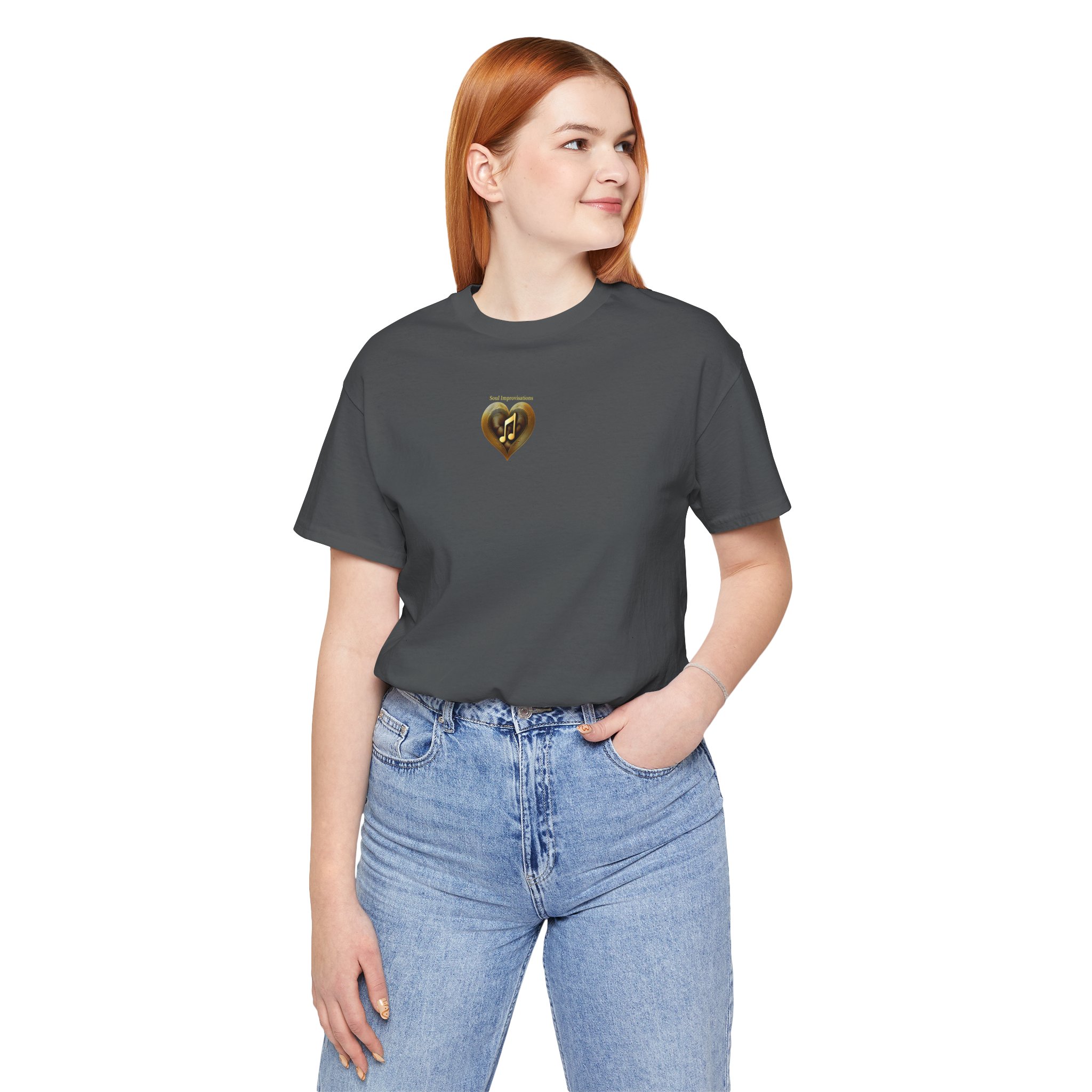 Gold Musical Heart Unisex Jersey Short Sleeve T-Shirt - Image 6
