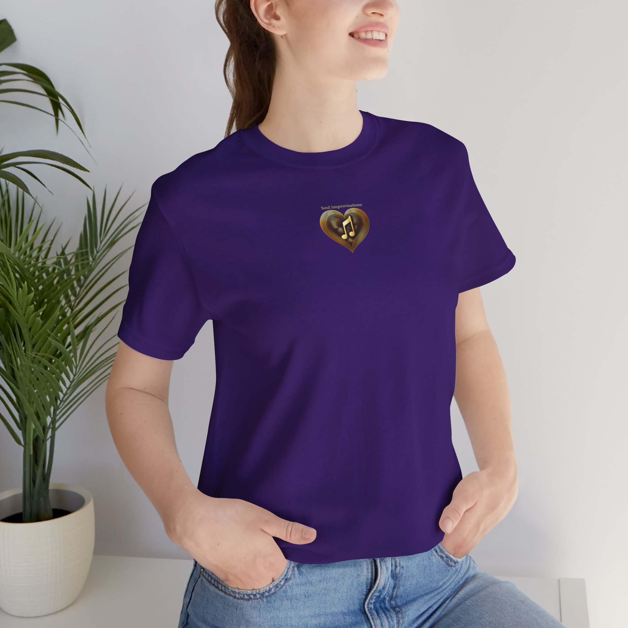 Gold Musical Heart Unisex Jersey Short Sleeve T-Shirt - Image 41