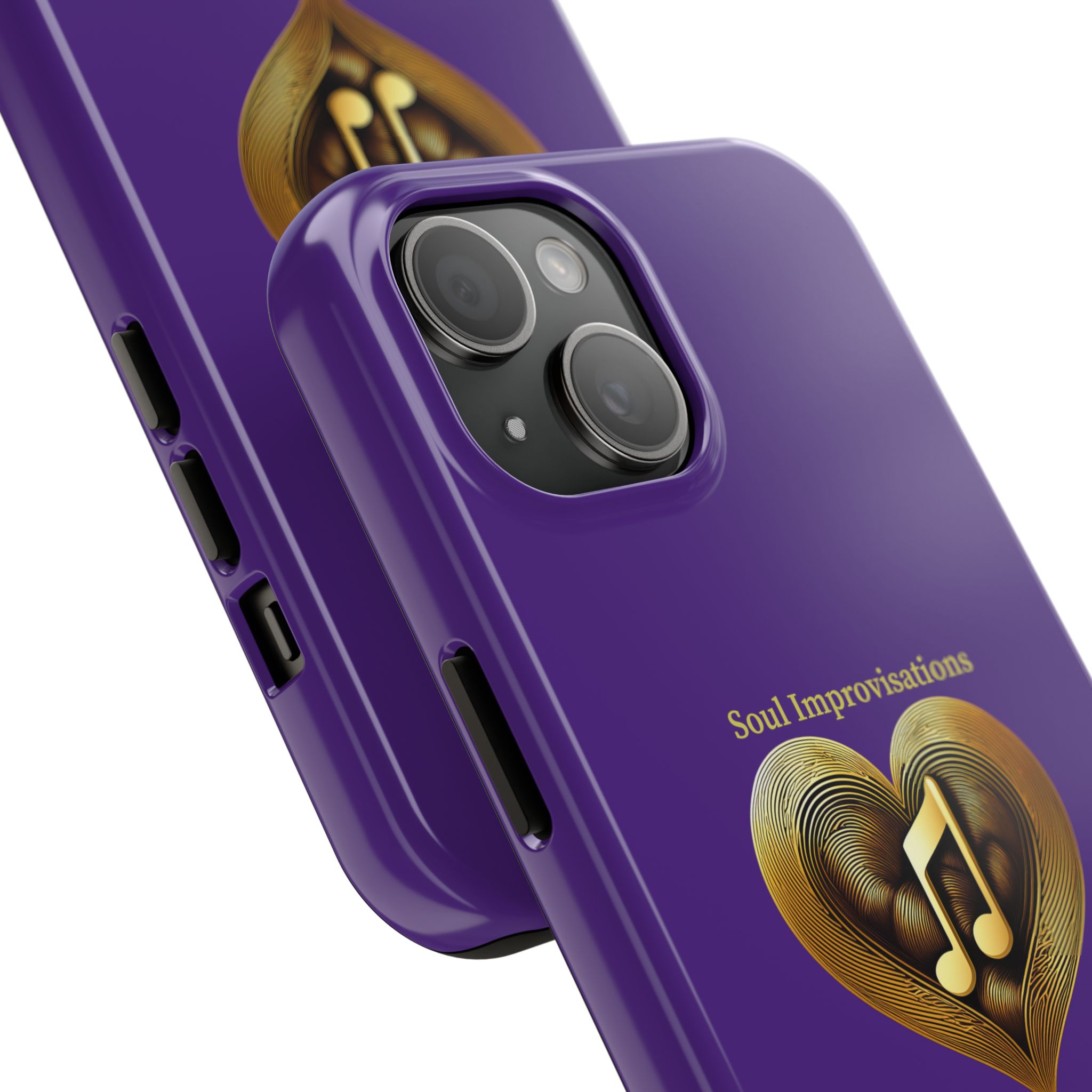 Gold Musical Heart Tough Phone Case - Purple - Image 2