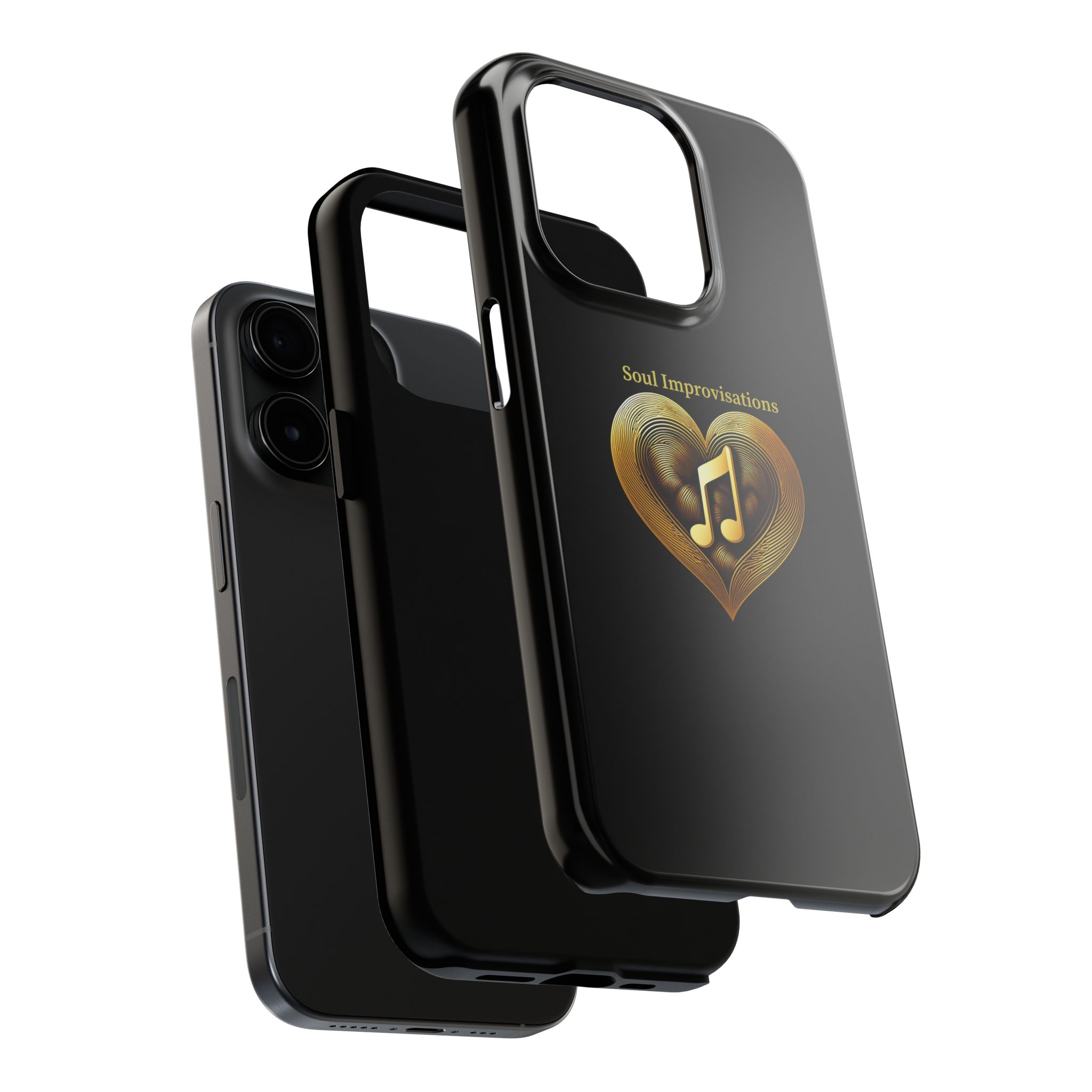 Gold Musical Heart Tough Phone Case - Black - Image 71