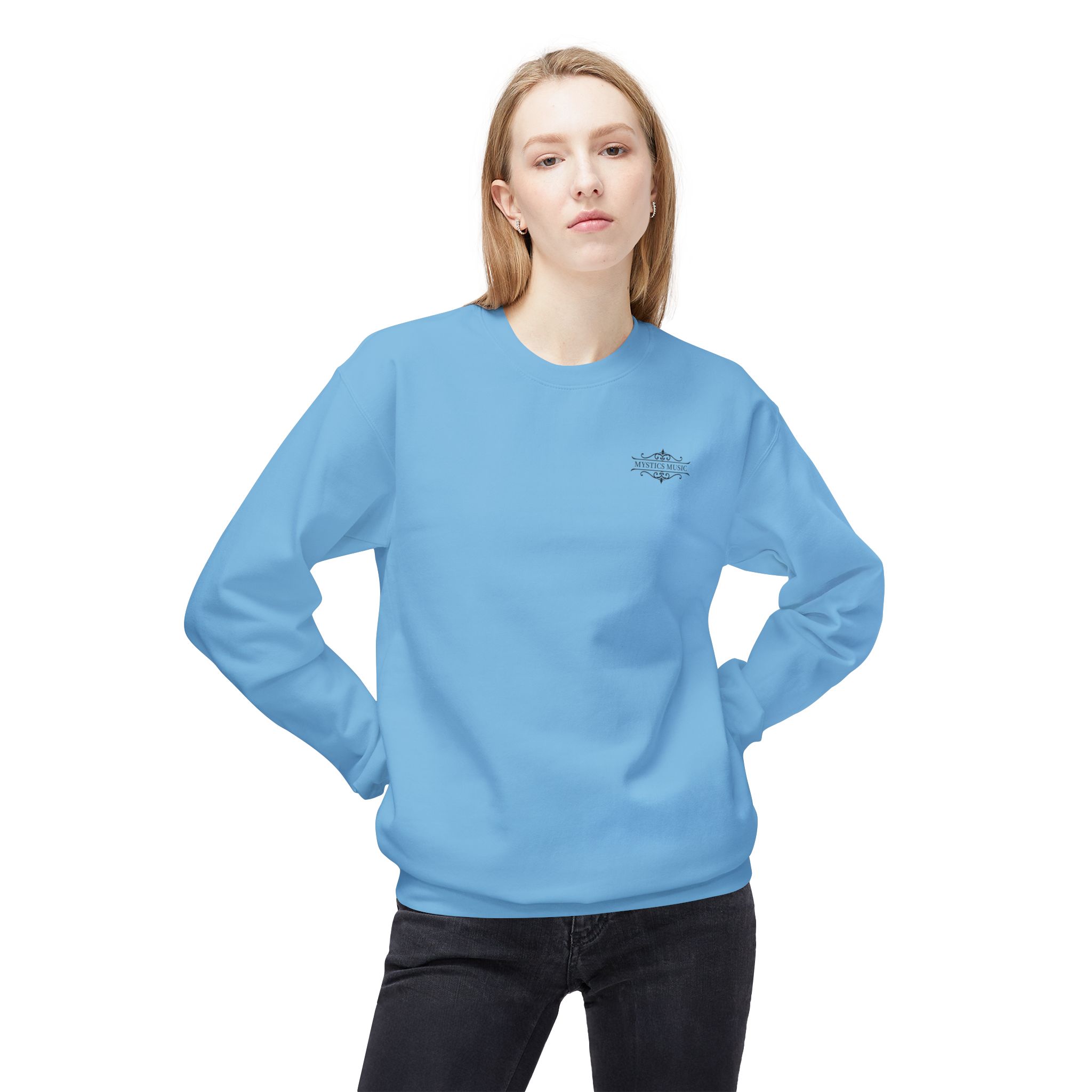 Mystics Music Unisex Midweight Crewneck Sweatshirt (light colors - left chest logo) - Image 8