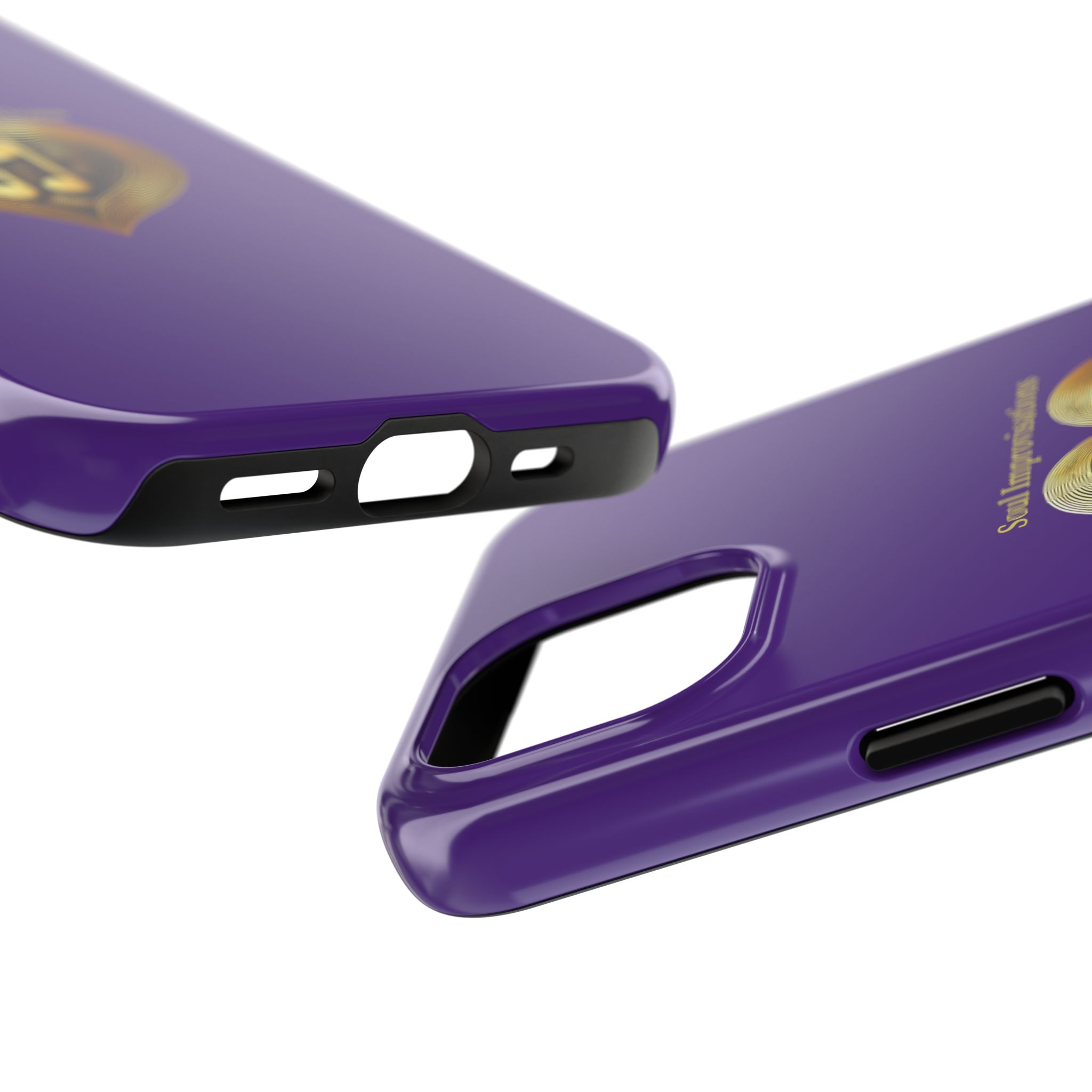 Gold Musical Heart Tough Phone Case - Purple - Image 3
