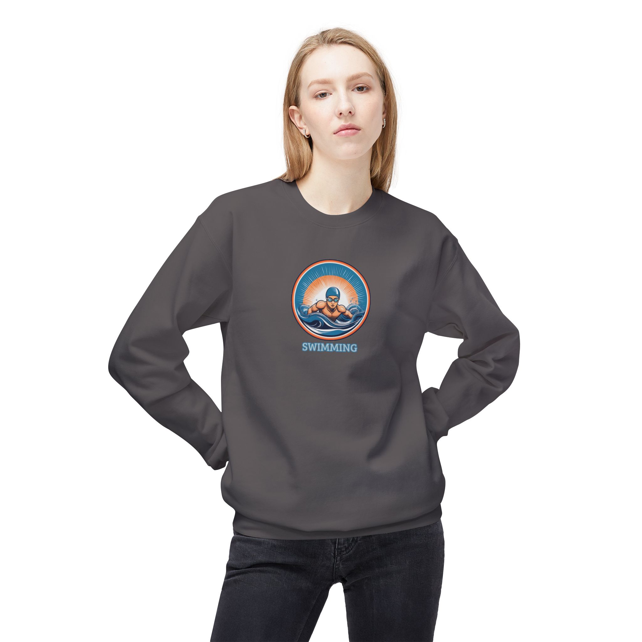 Men's Swimming - Unisex Midweight Crewneck Sweatshirt - Image 11