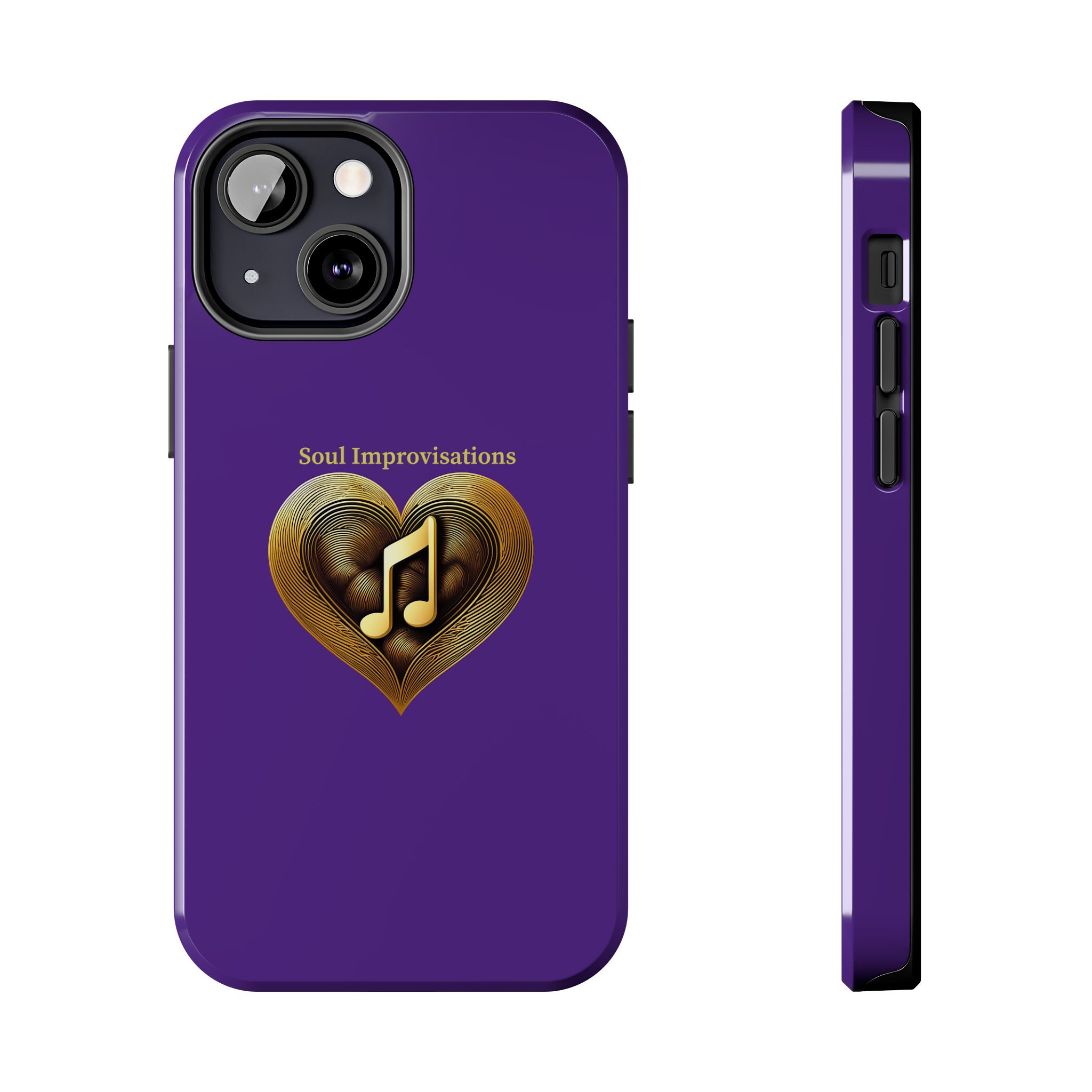 Gold Musical Heart Tough Phone Case - Purple - Image 48