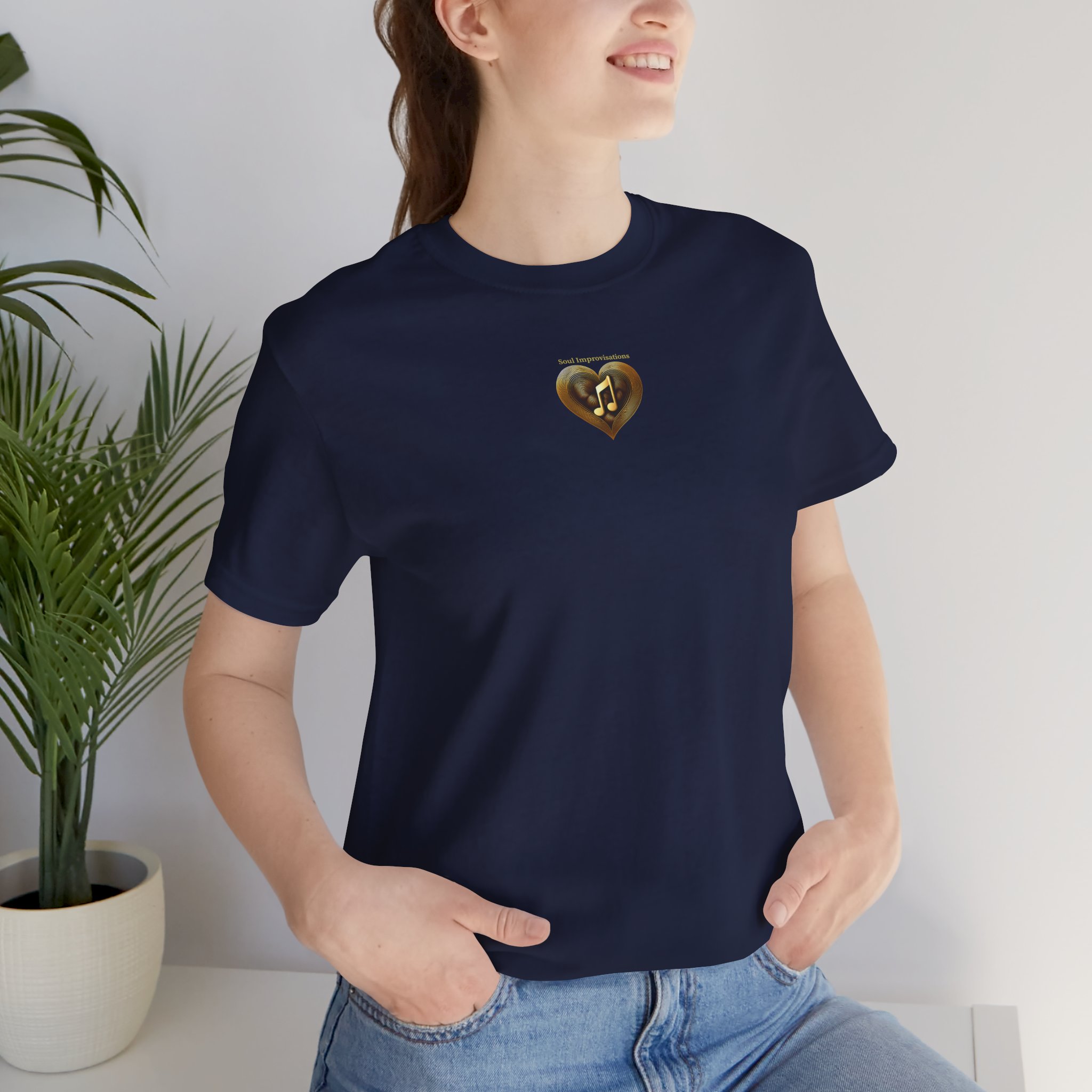 Gold Musical Heart Unisex Jersey Short Sleeve T-Shirt - Image 25