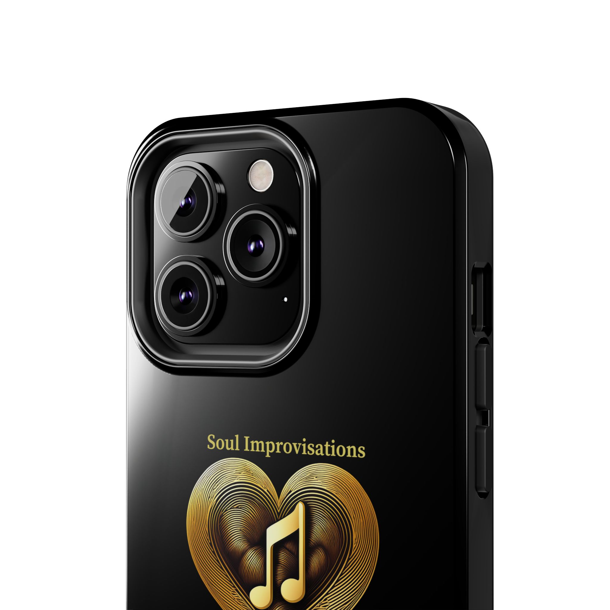 Gold Musical Heart Tough Phone Case - Black - Image 55