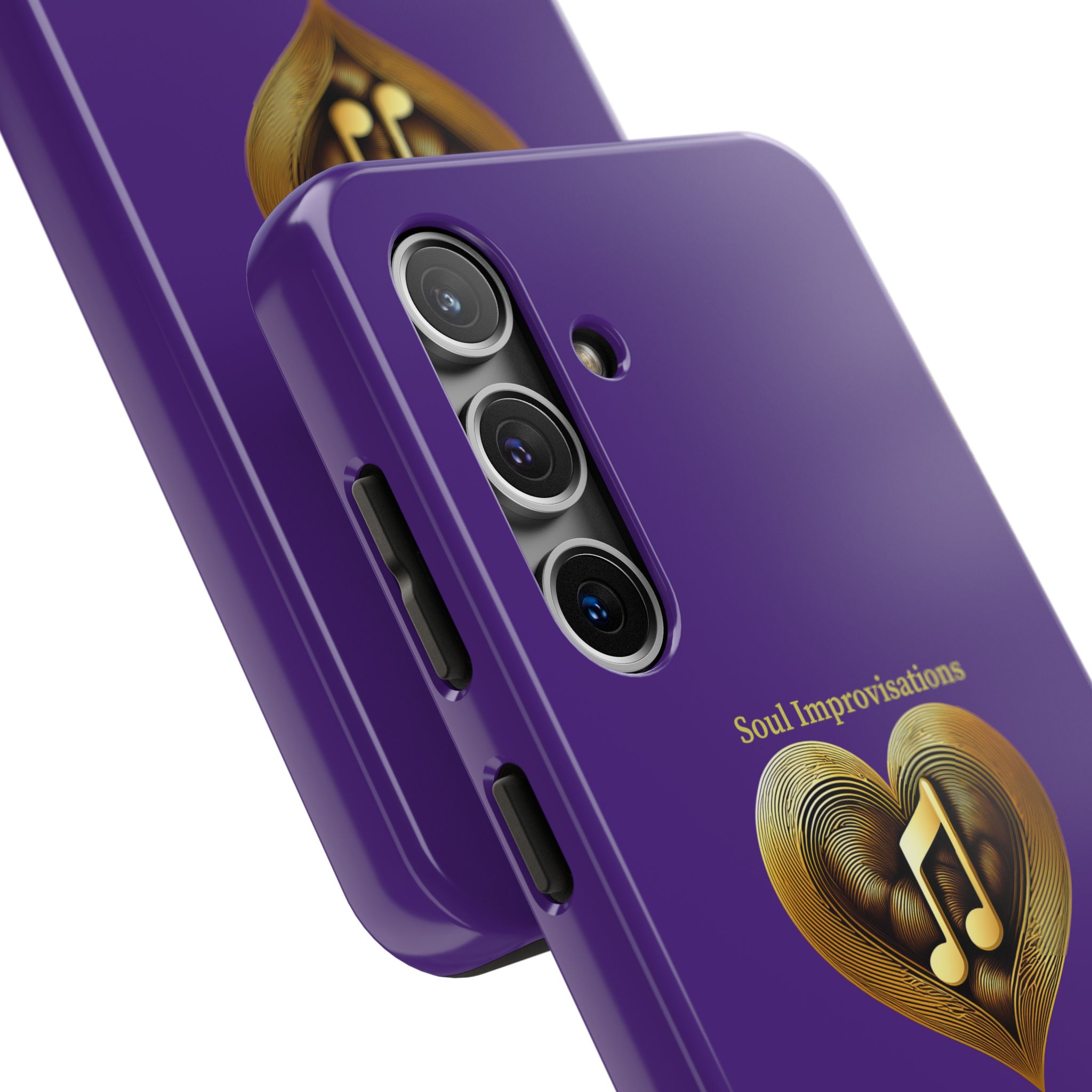 Gold Musical Heart Tough Phone Case - Purple - Image 81