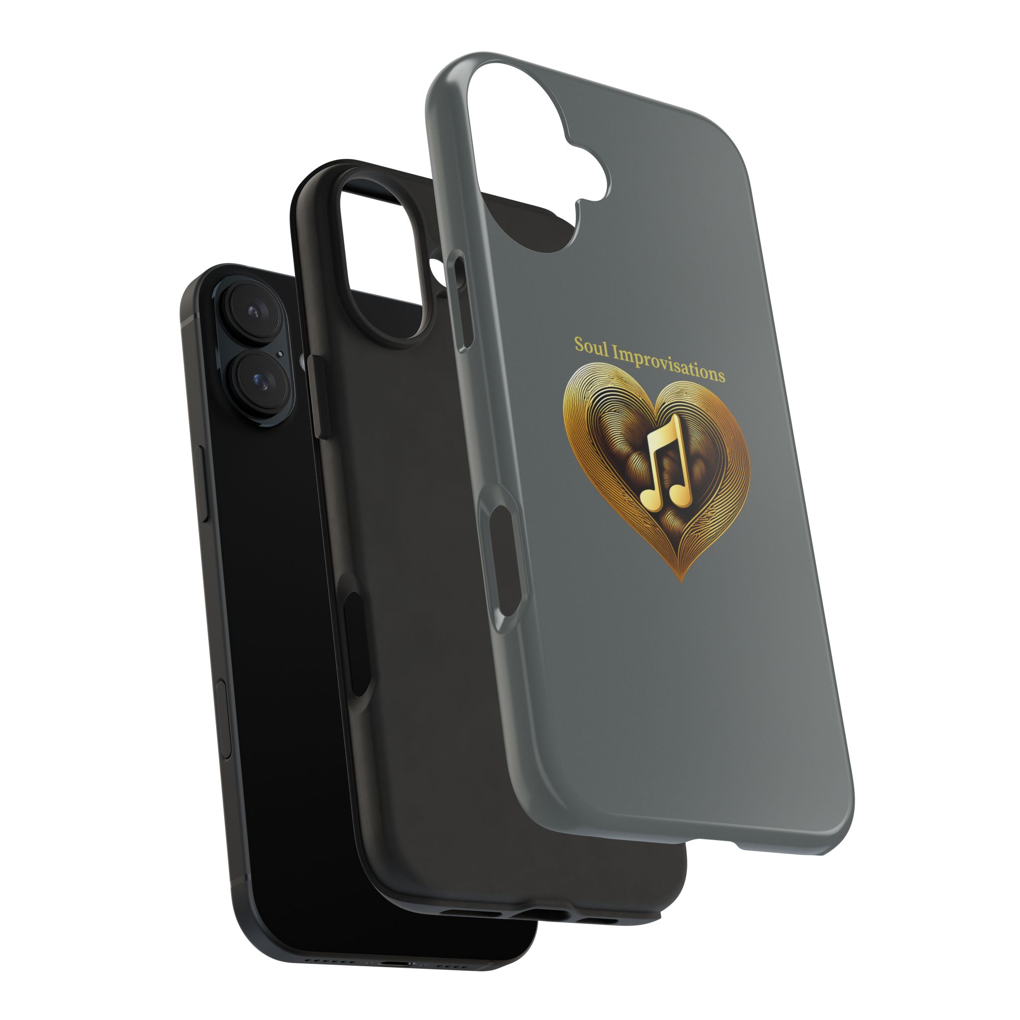 Gold Musical Heart Tough Phone Case - Grey - Image 107