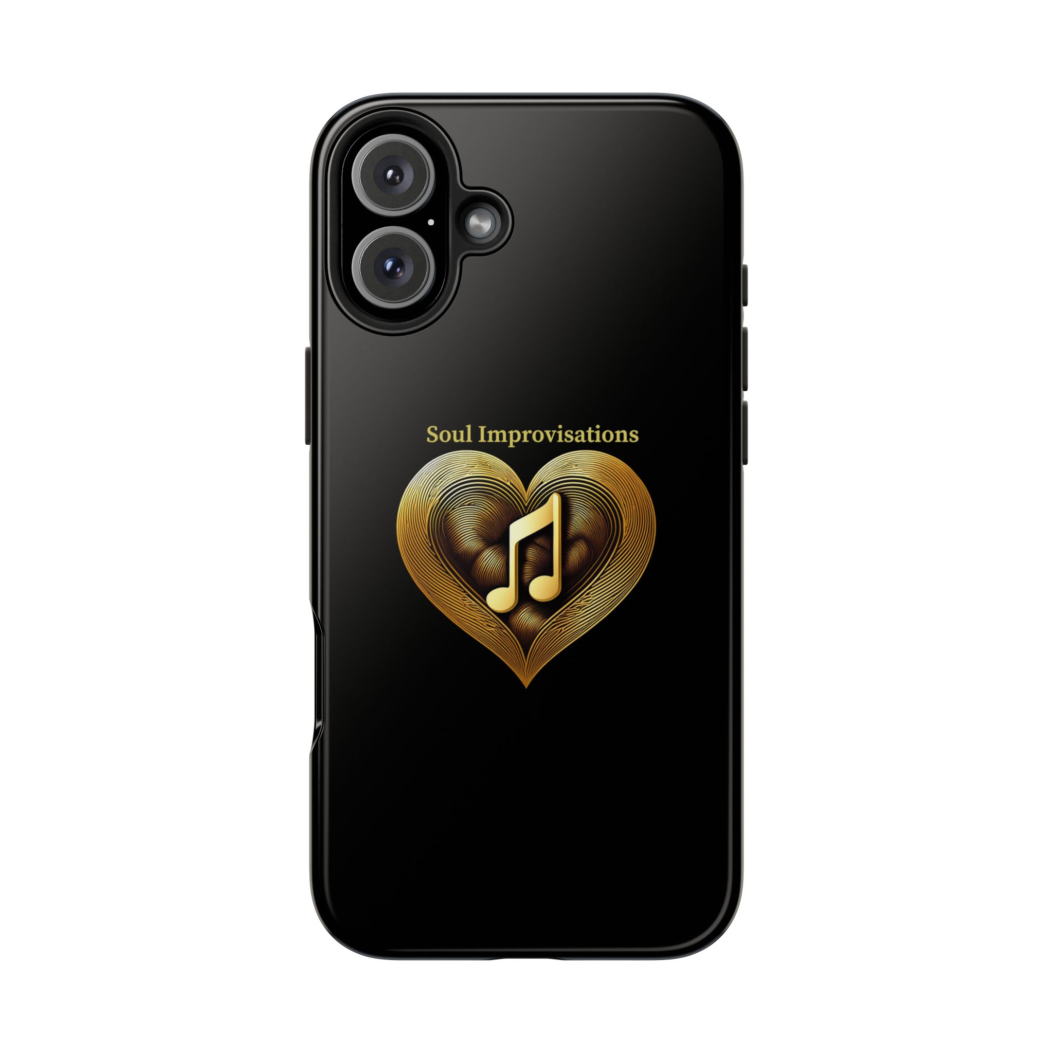 Gold Musical Heart Tough Phone Case - Black - Image 105