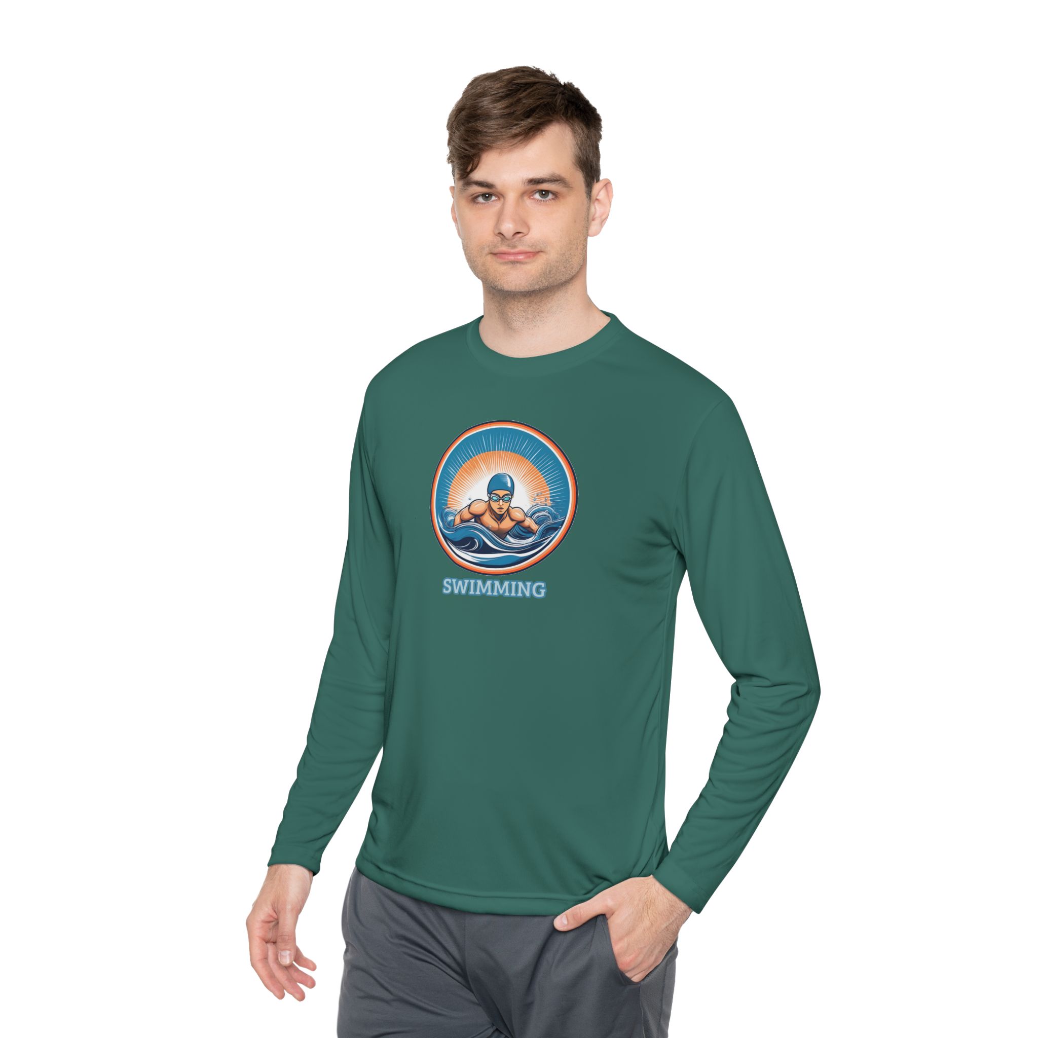 Men's Swimming - Unisex Lightweight Long Sleeve T-Shirt - Image 16