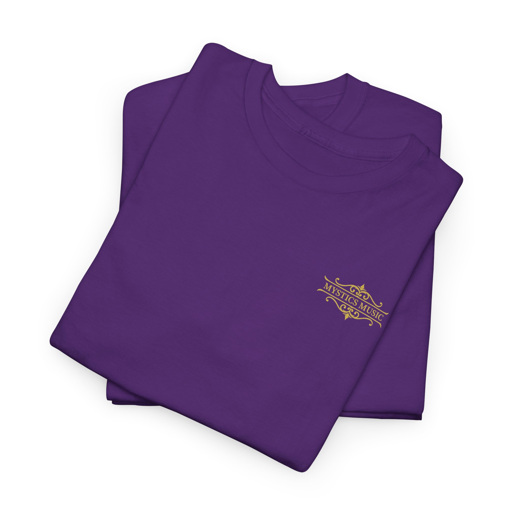 Mystics Music Unisex Heavy Cotton Short Sleeve T-Shirt (dark colors - left chest logo) - Image 45