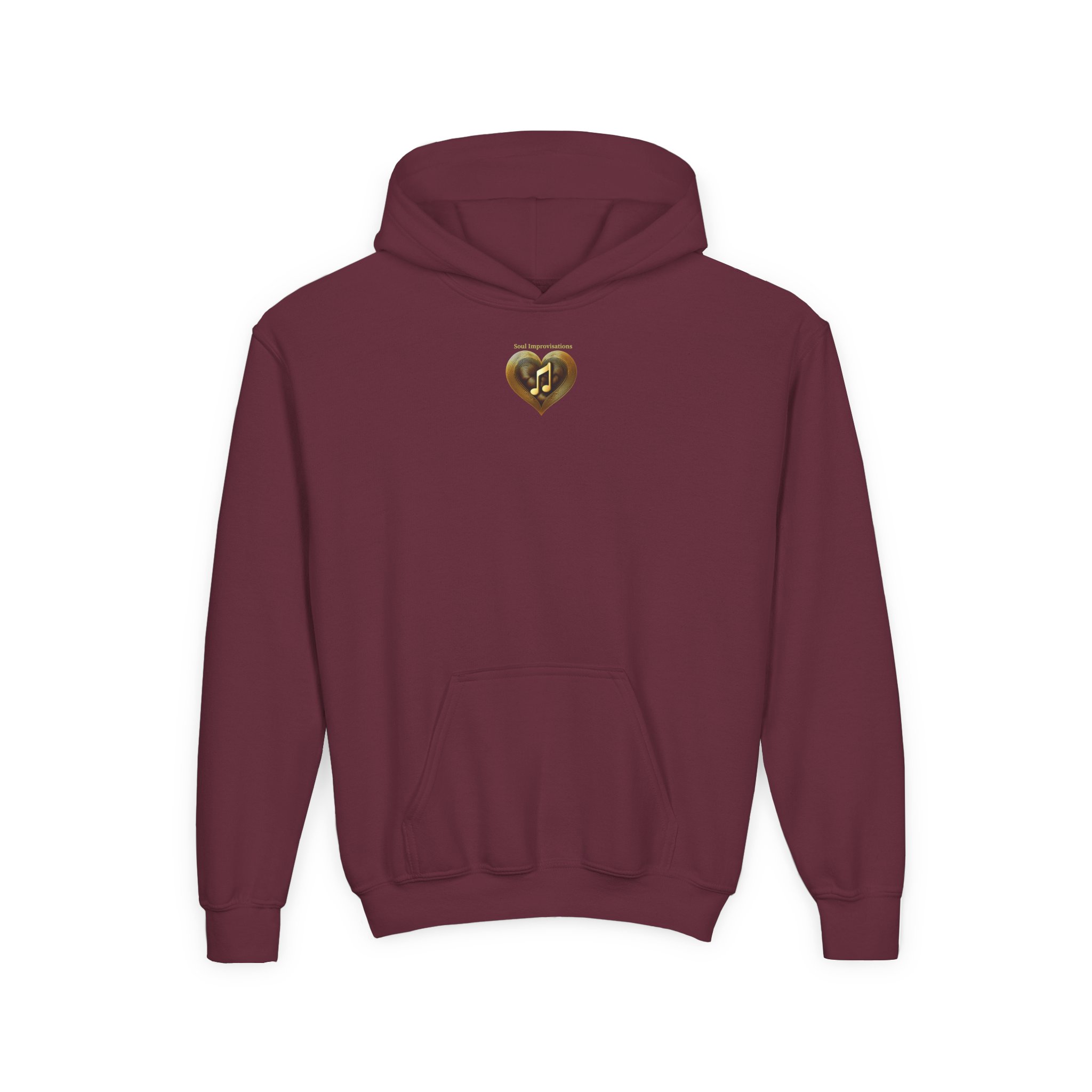 Gold Musical Heart Youth Pullover Hooded Sweatshirt - Image 3