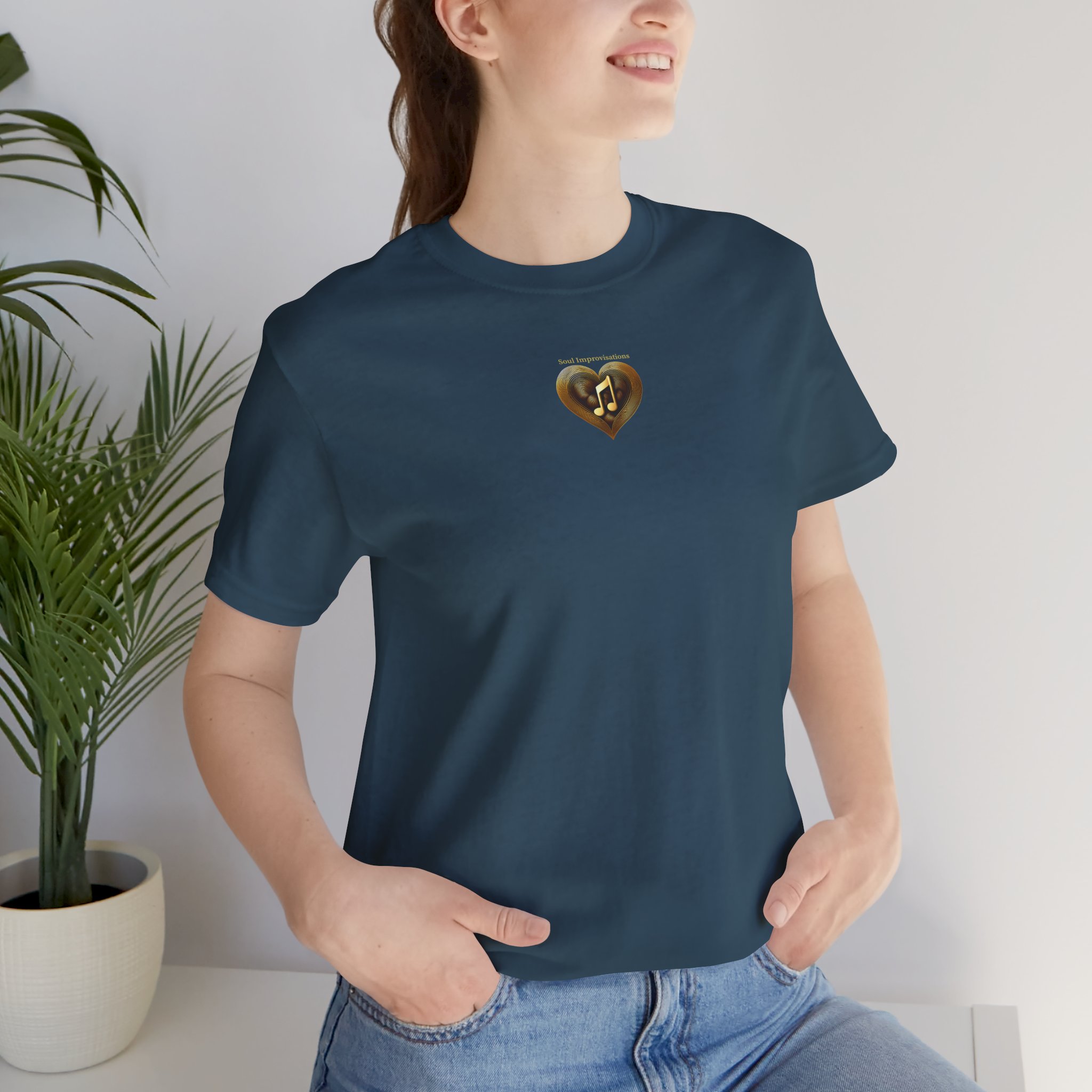 Gold Musical Heart Unisex Jersey Short Sleeve T-Shirt
