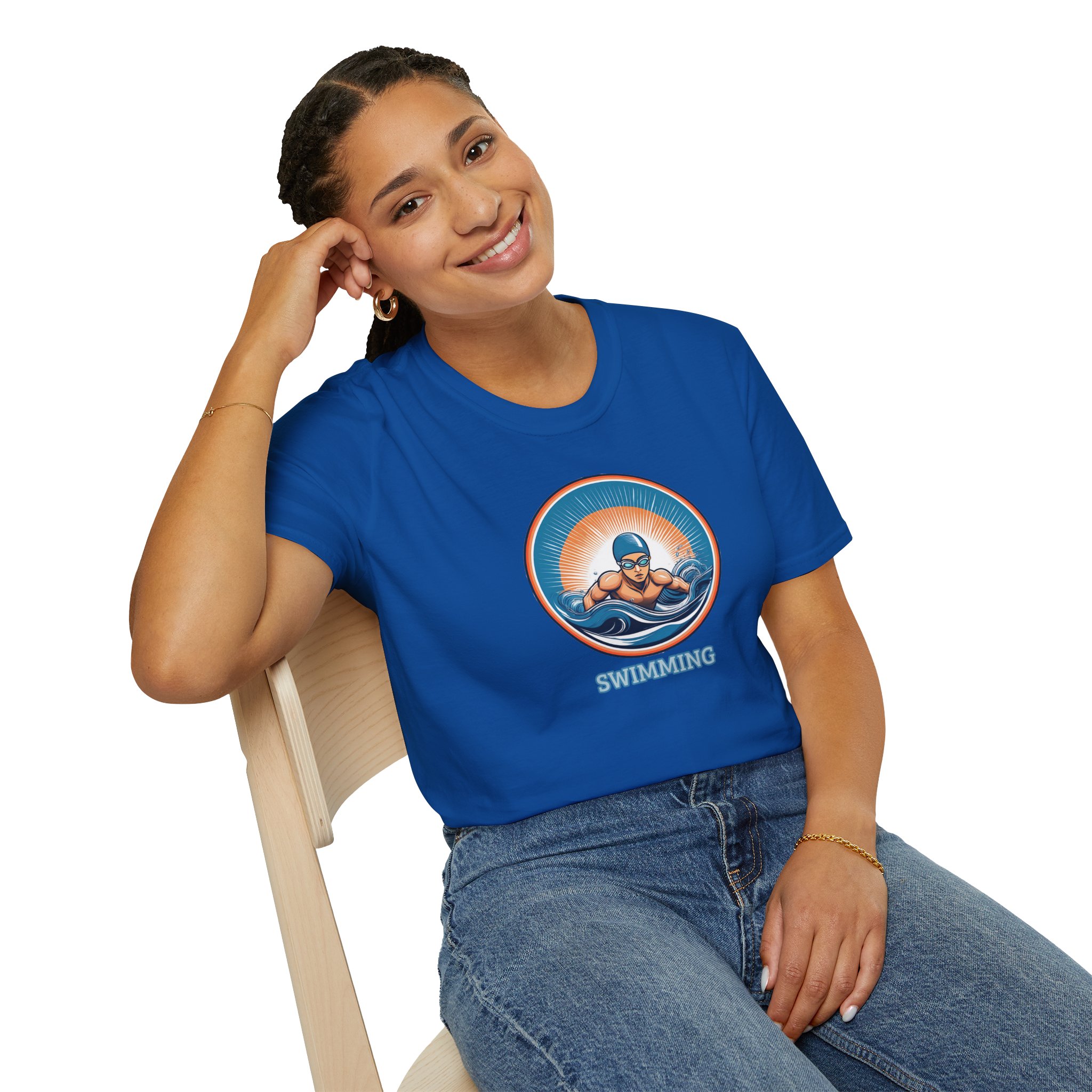Men's Swimming - Unisex Softstyle Short Sleeve T-Shirt - Image 27