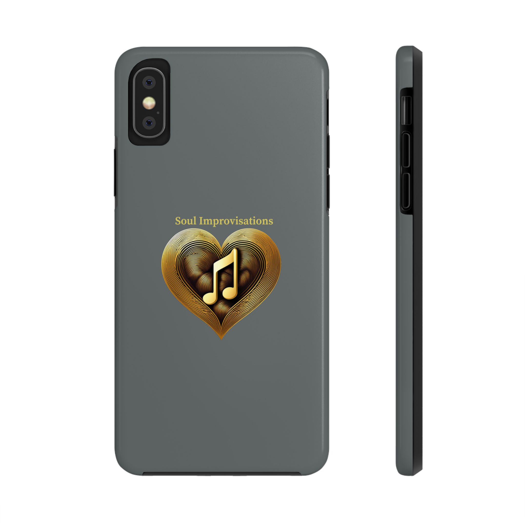 Gold Musical Heart Tough Phone Case - Grey - Image 12