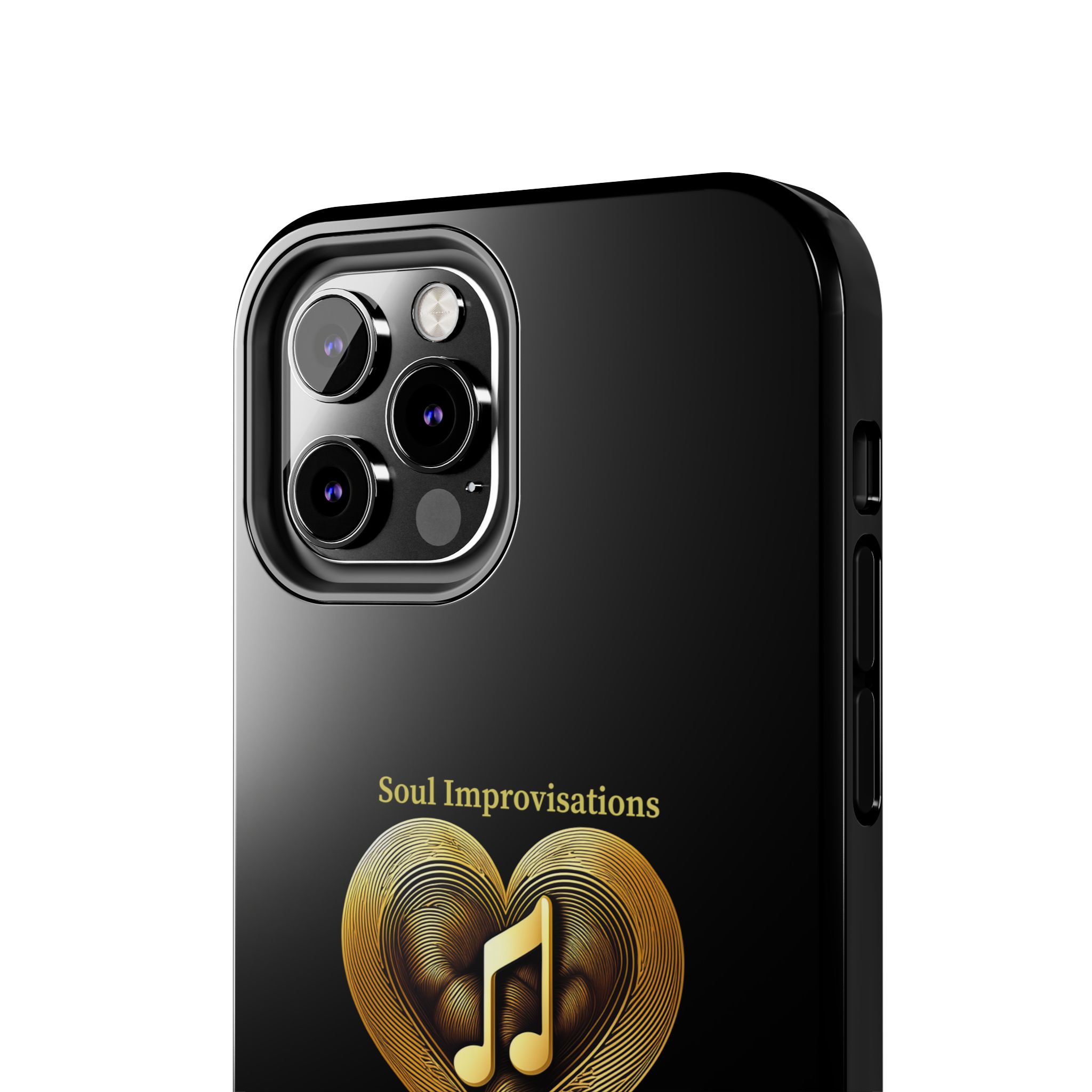 Gold Musical Heart Tough Phone Case - Black - Image 39