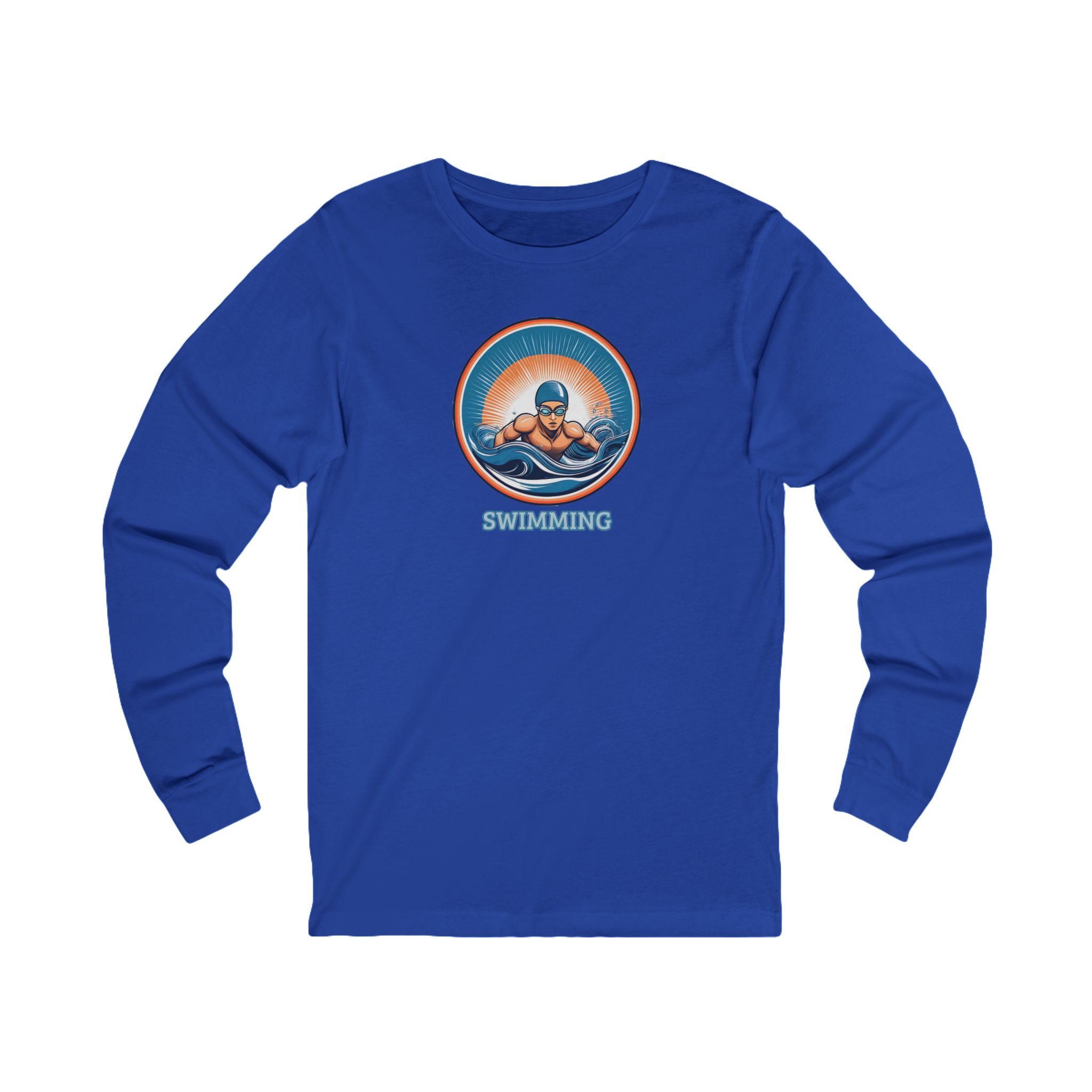 Men's Swimming - Unisex Jersey Long Sleeve T-Shirt - Image 3