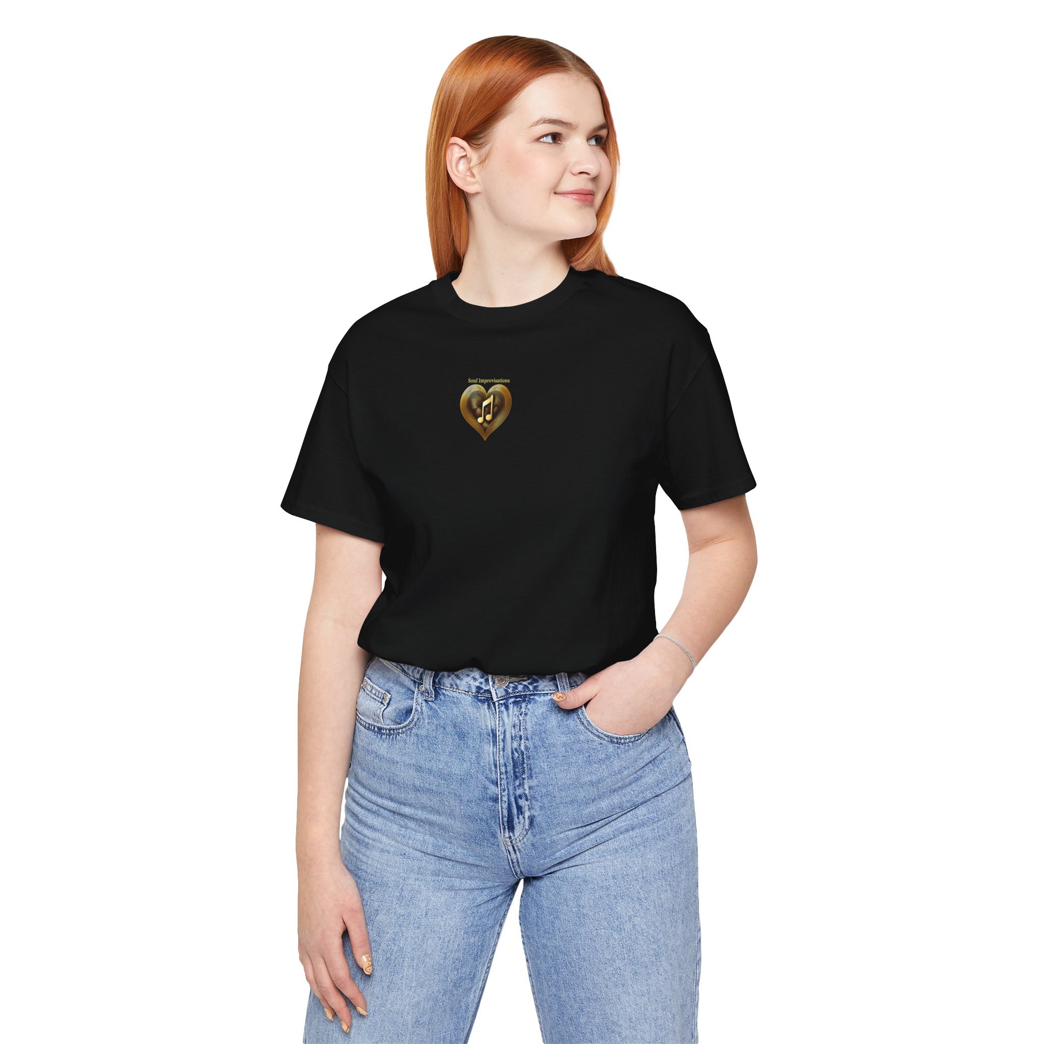 Gold Musical Heart Unisex Jersey Short Sleeve T-Shirt - Image 10