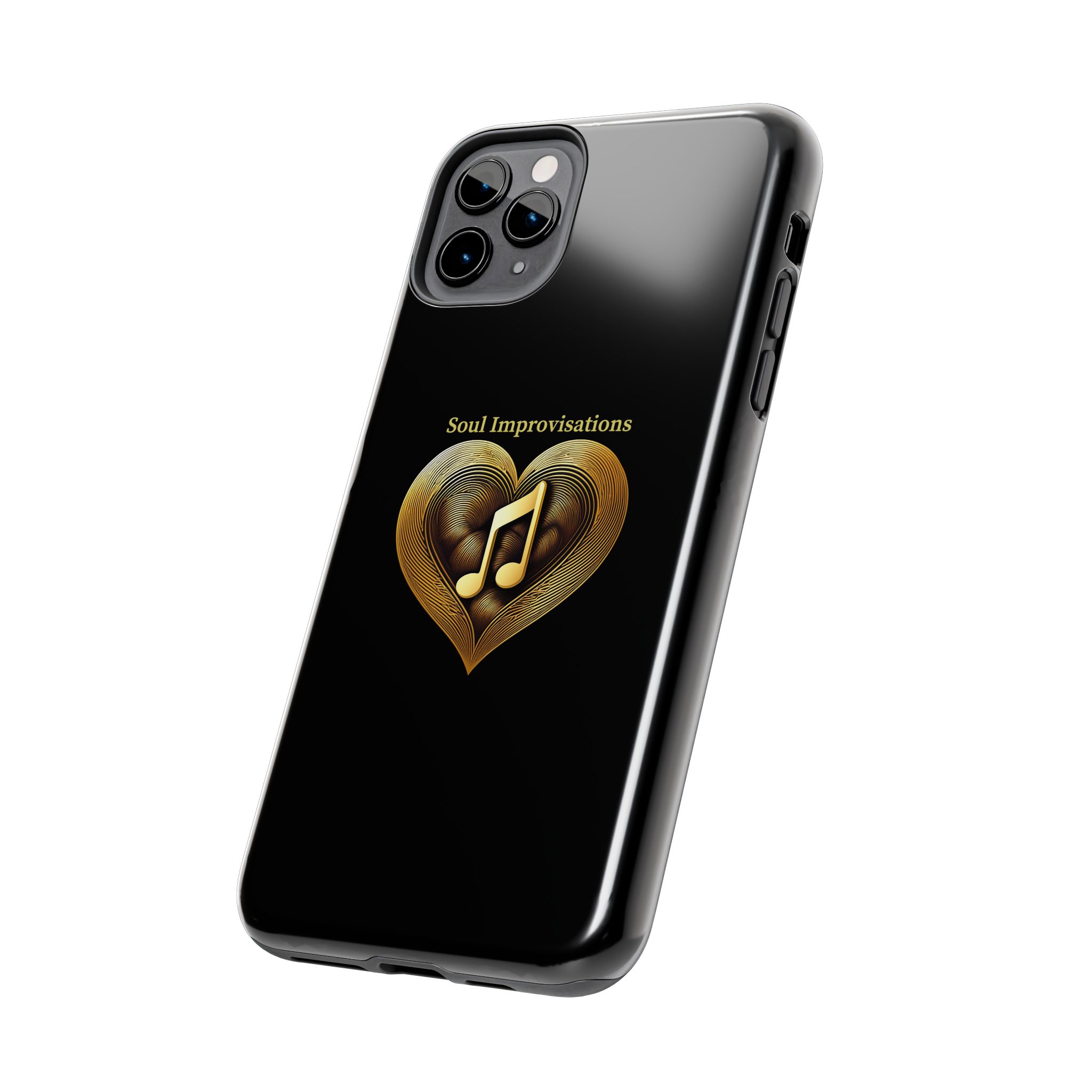 Gold Musical Heart Tough Phone Case - Black - Image 26