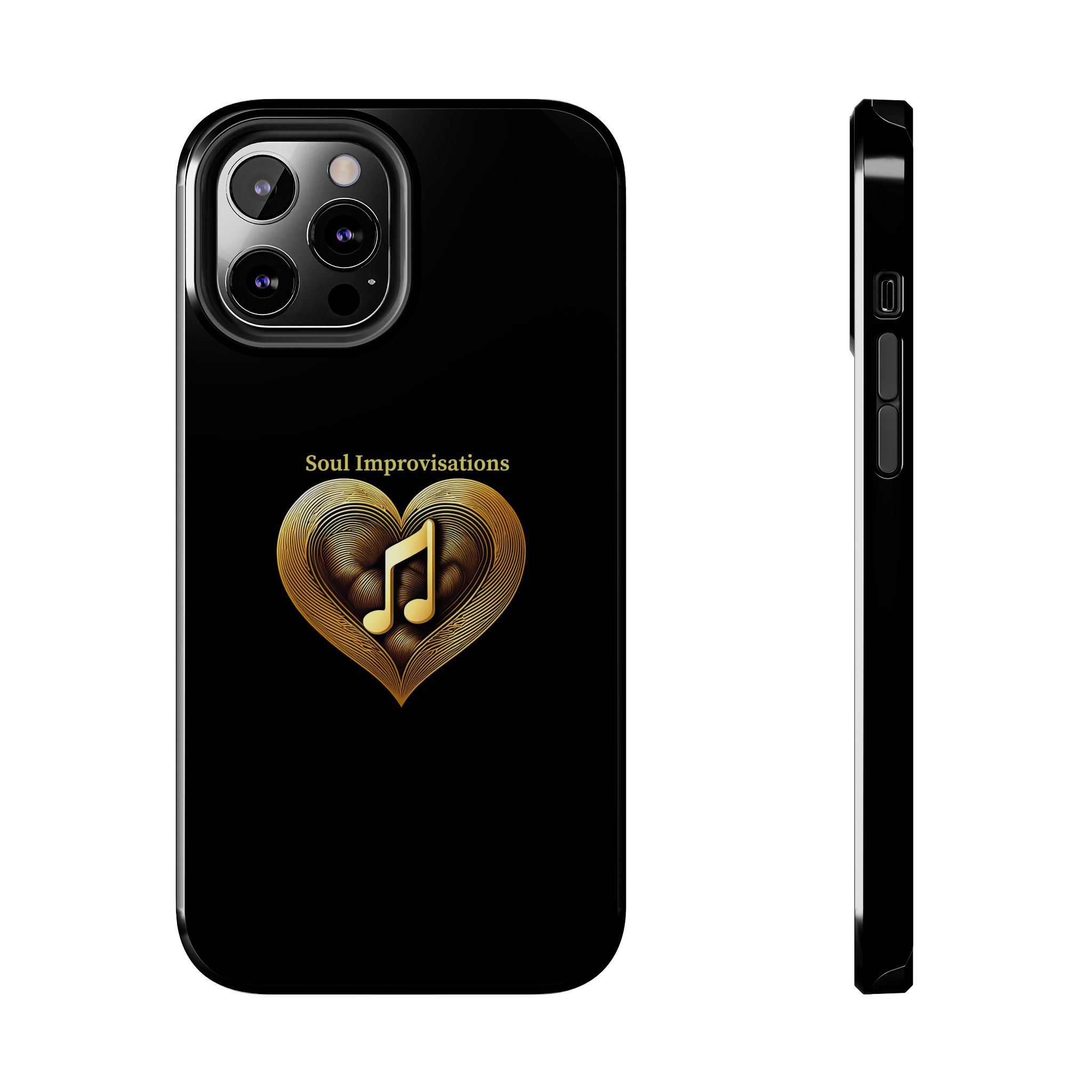 Gold Musical Heart Tough Phone Case - Black - Image 40