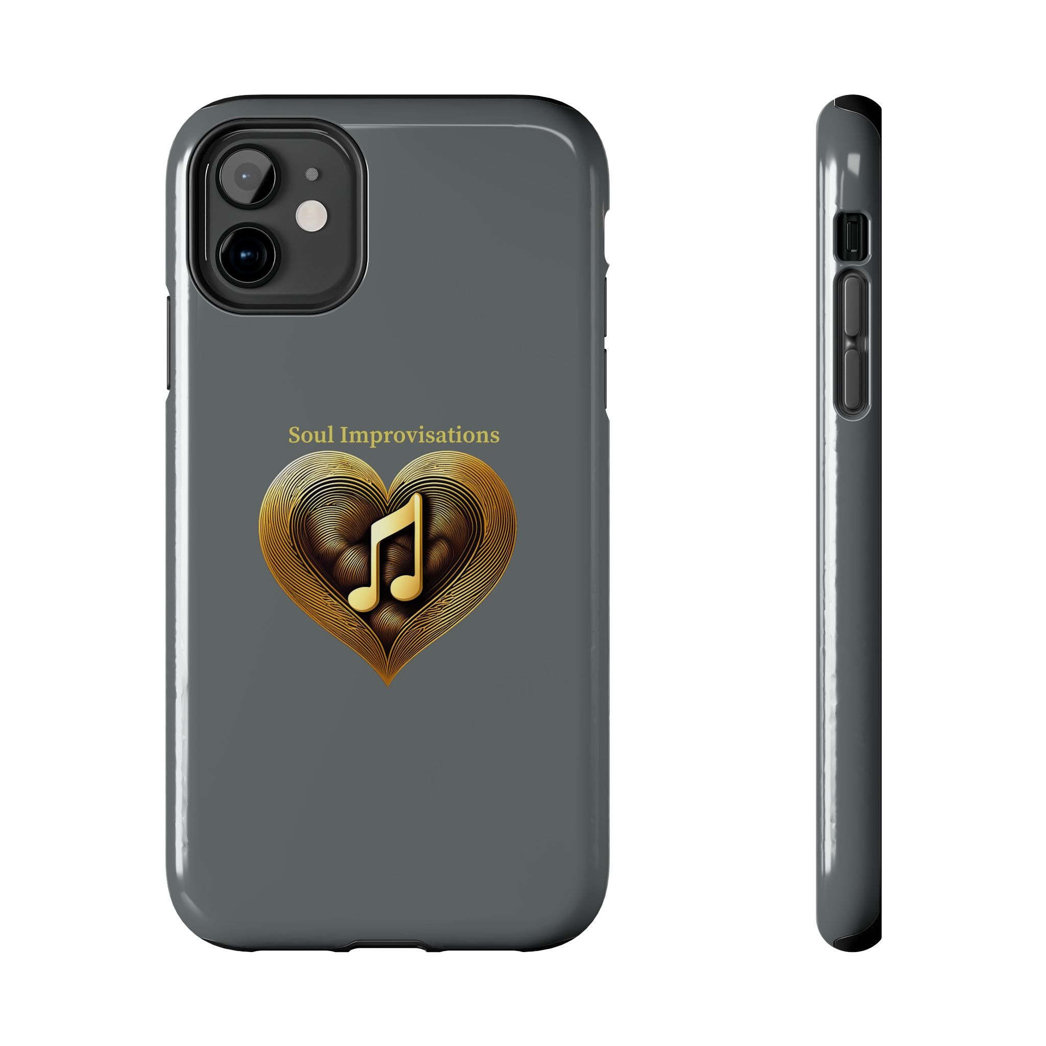 Gold Musical Heart Tough Phone Case - Grey - Image 16