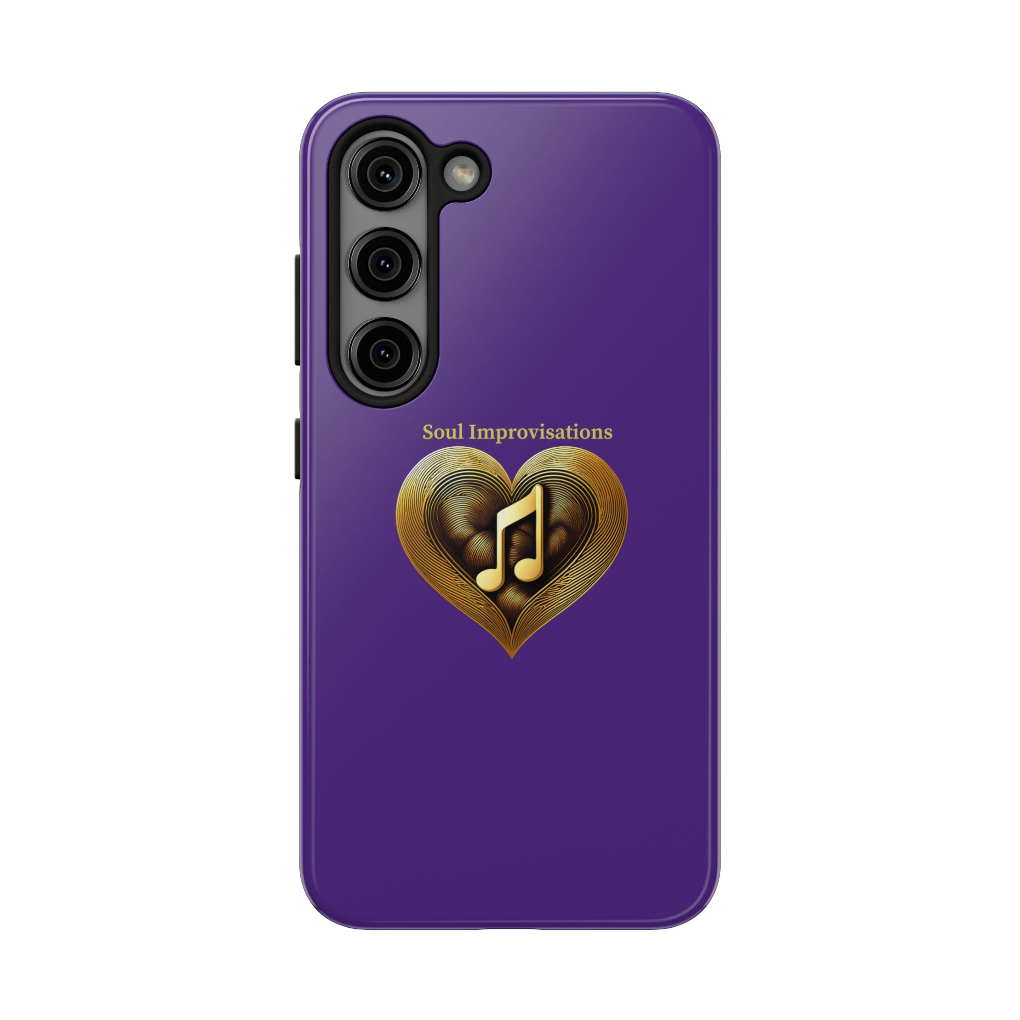 Gold Musical Heart Tough Phone Case - Purple - Image 84