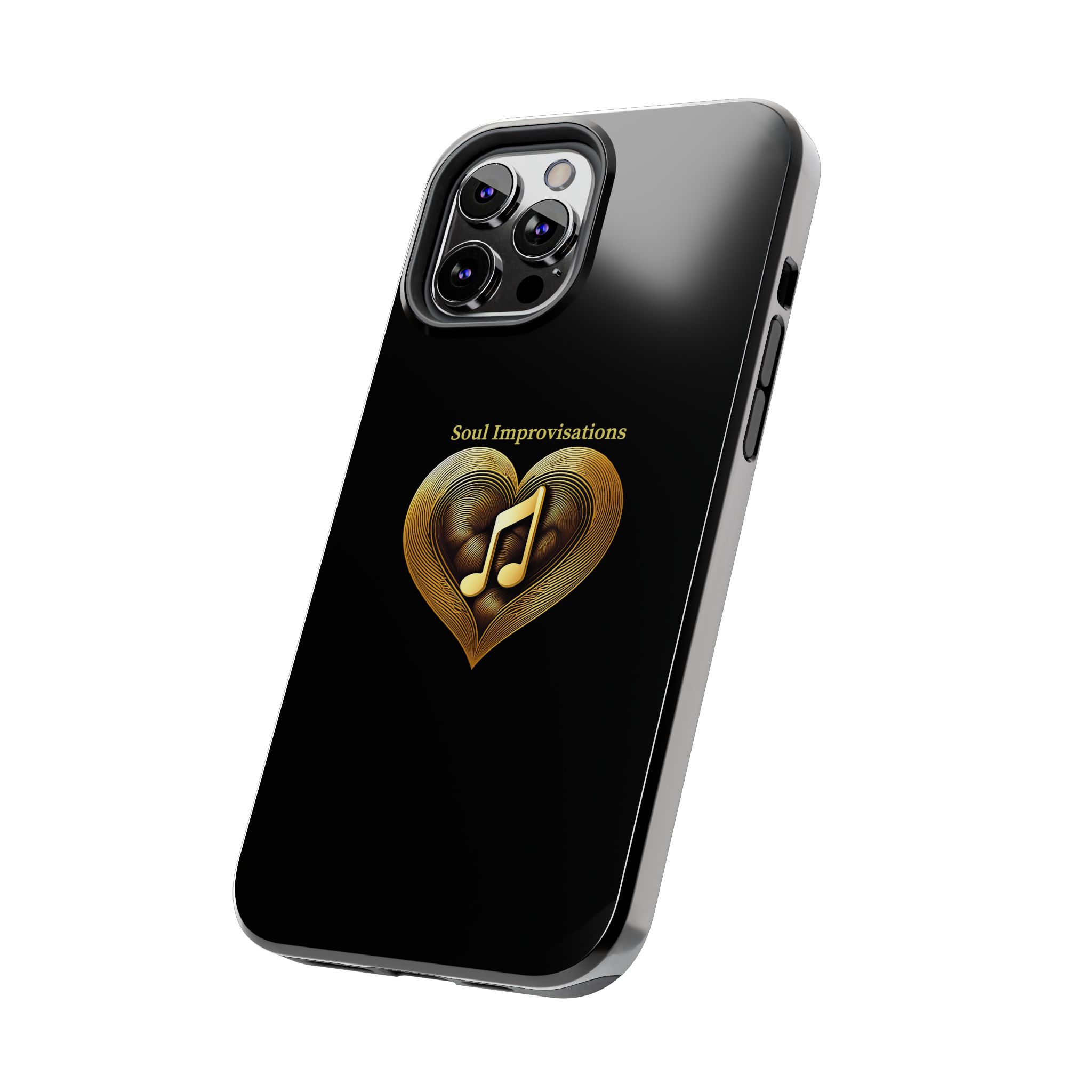 Gold Musical Heart Tough Phone Case - Black - Image 42