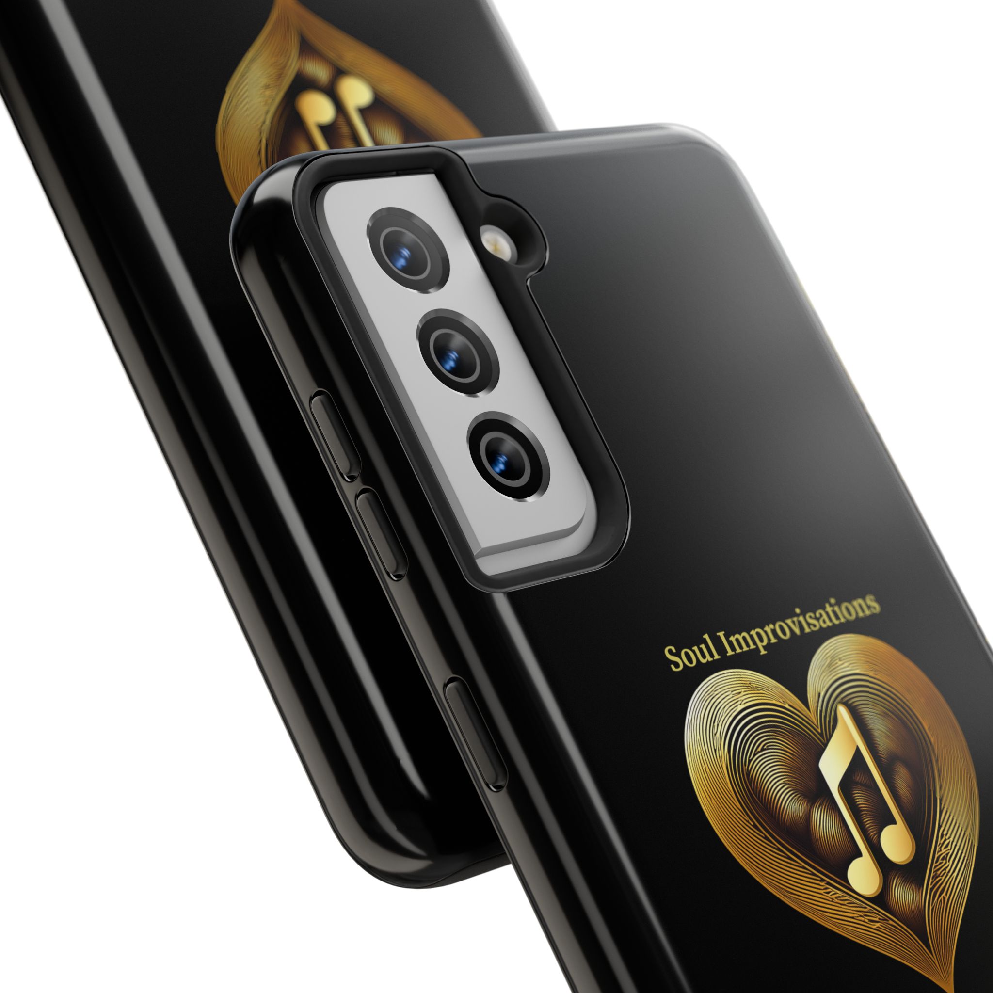 Gold Musical Heart Tough Phone Case - Black - Image 93