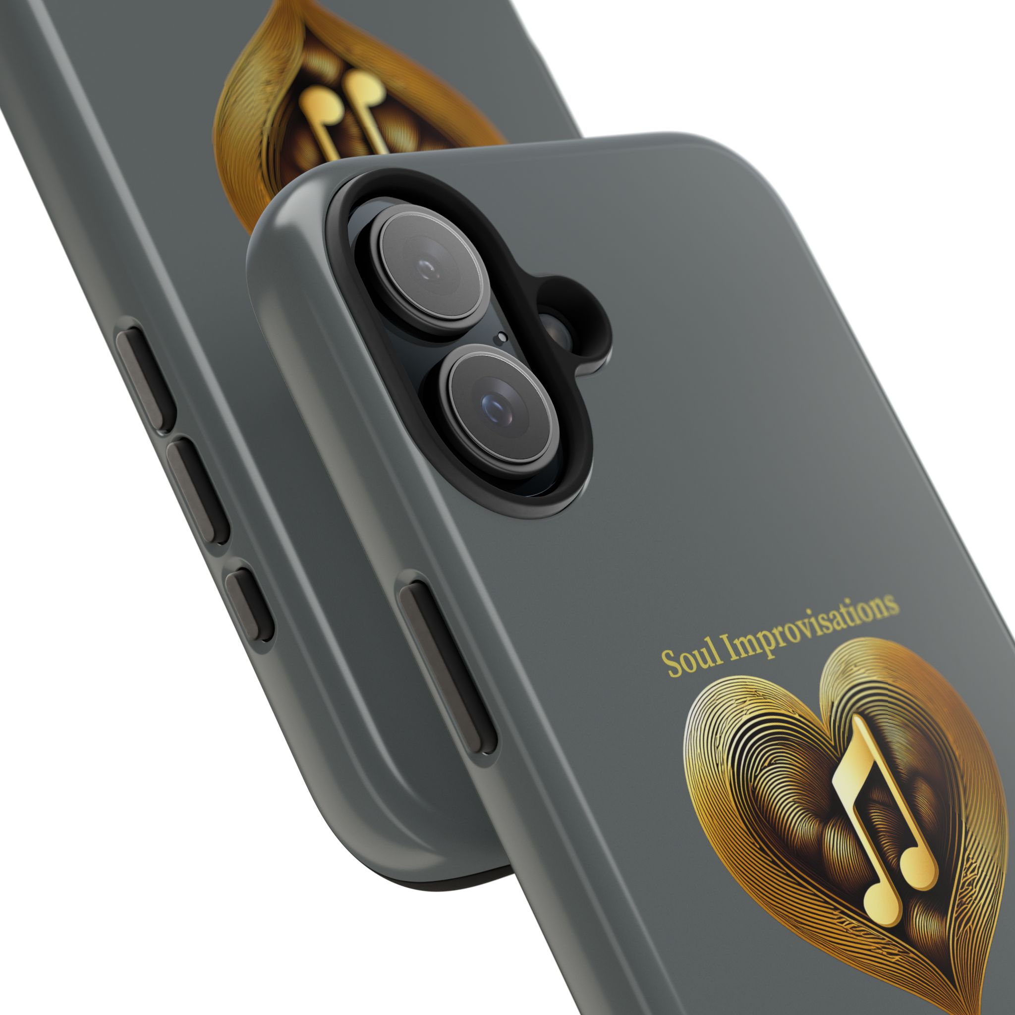 Gold Musical Heart Tough Phone Case - Grey - Image 106
