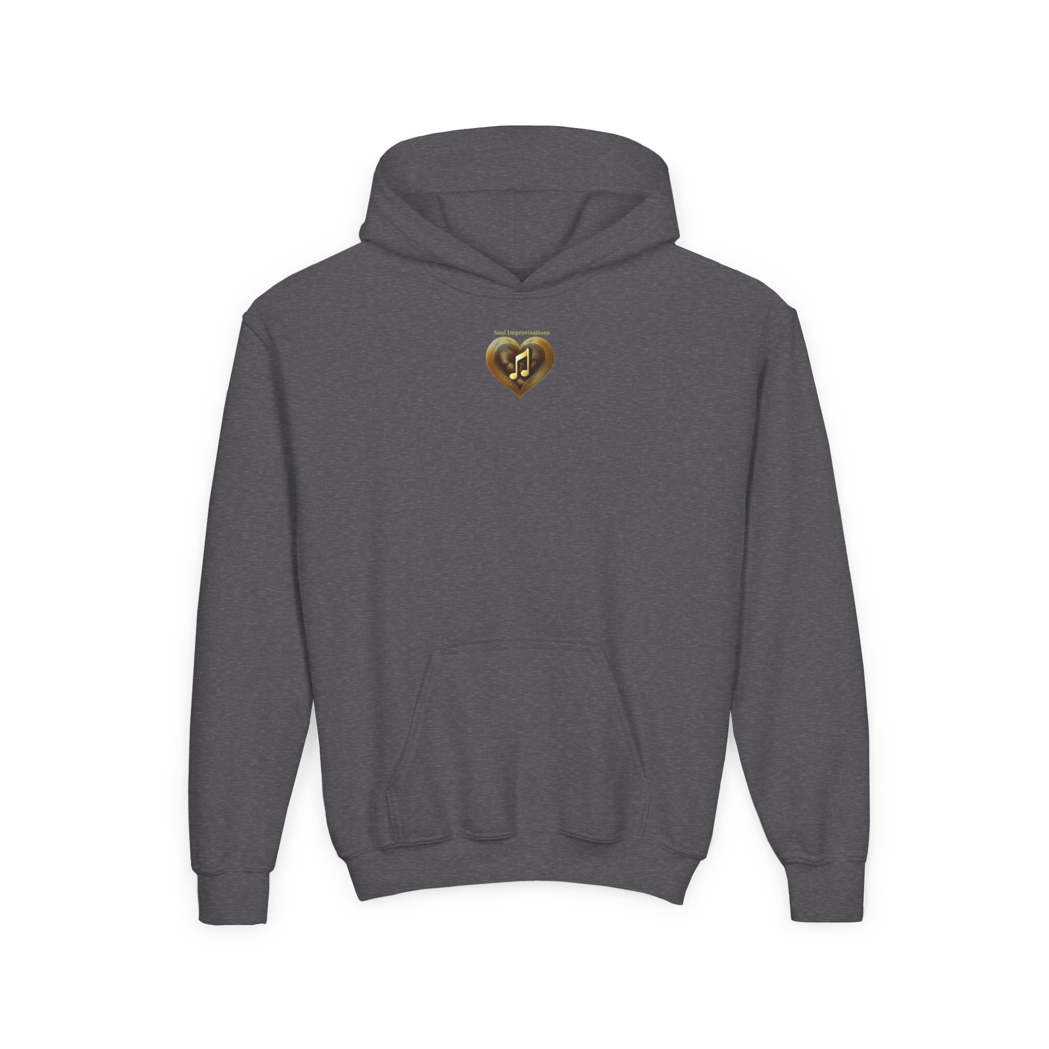 Gold Musical Heart Youth Pullover Hooded Sweatshirt - Image 5