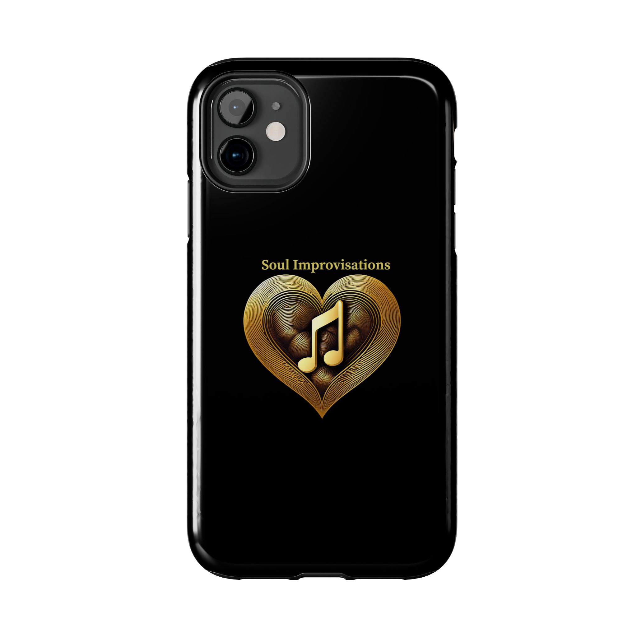 Gold Musical Heart Tough Phone Case - Black - Image 17