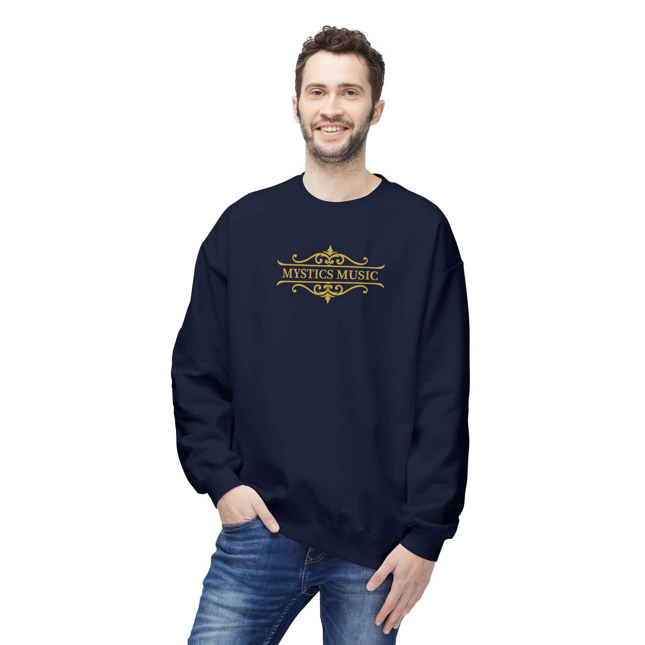 Mystics Music Unisex Midweight Crewneck Sweatshirt (dark colors - large logo) - Image 6