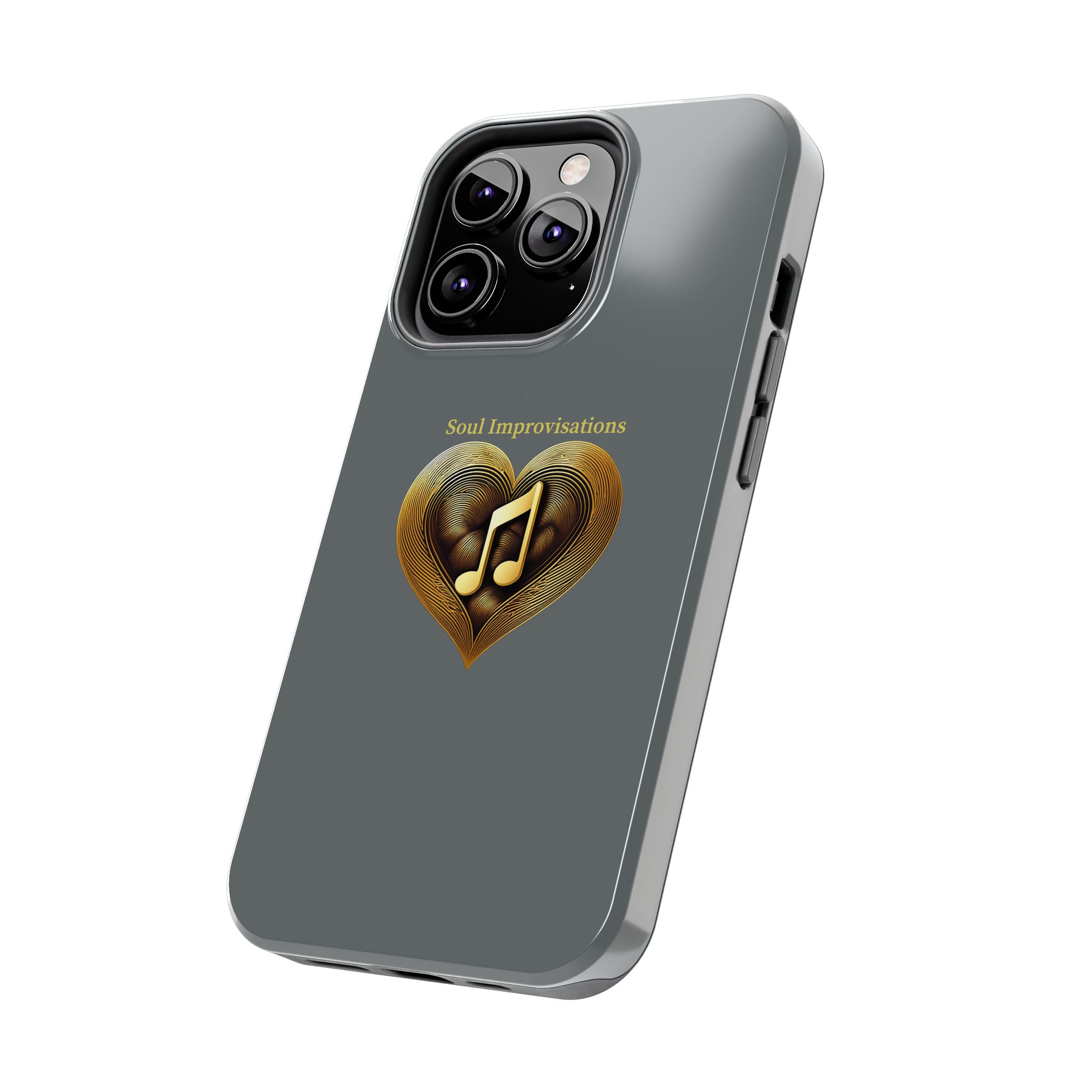 Gold Musical Heart Tough Phone Case - Grey - Image 54