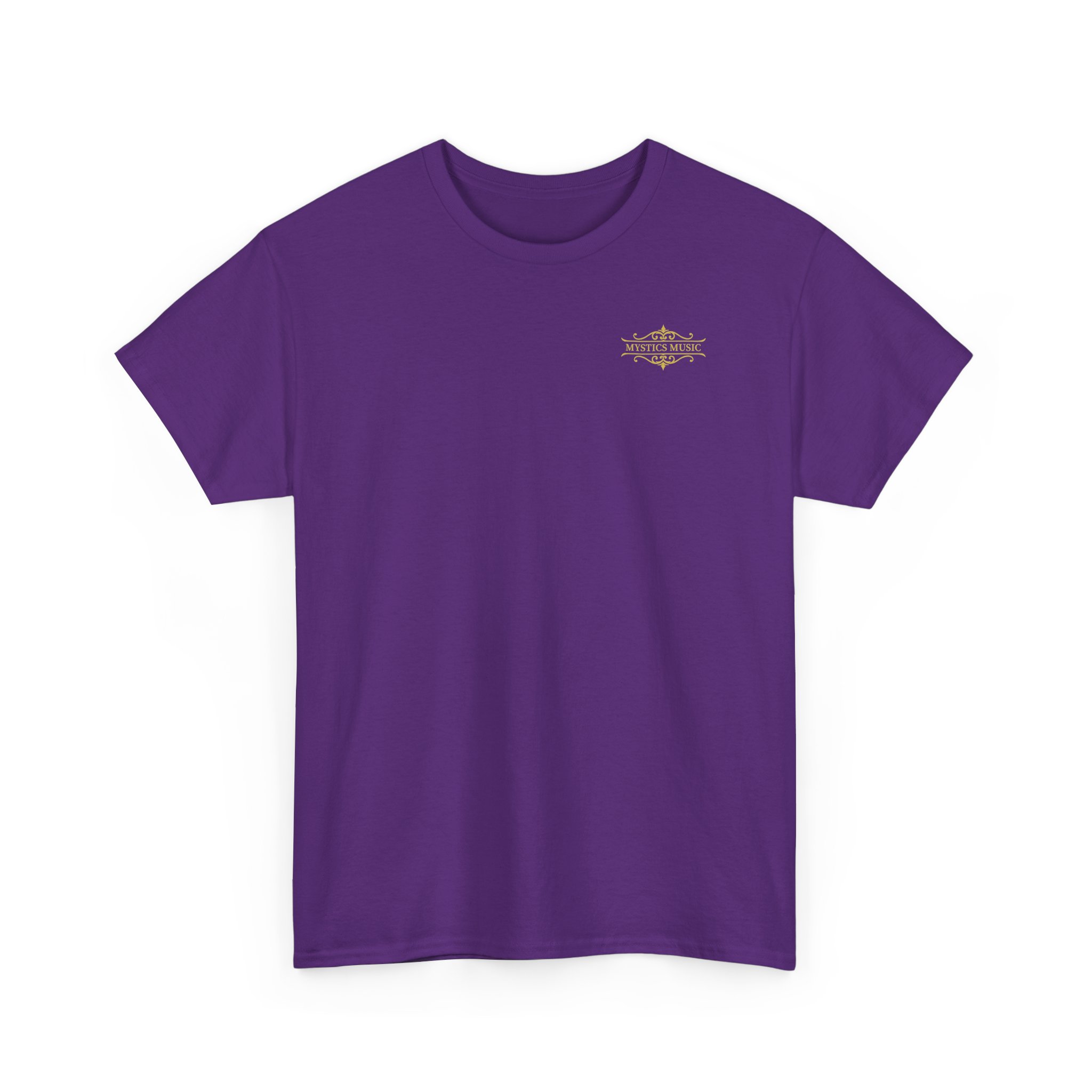 Mystics Music Unisex Heavy Cotton Short Sleeve T-Shirt (dark colors - left chest logo) - Image 44