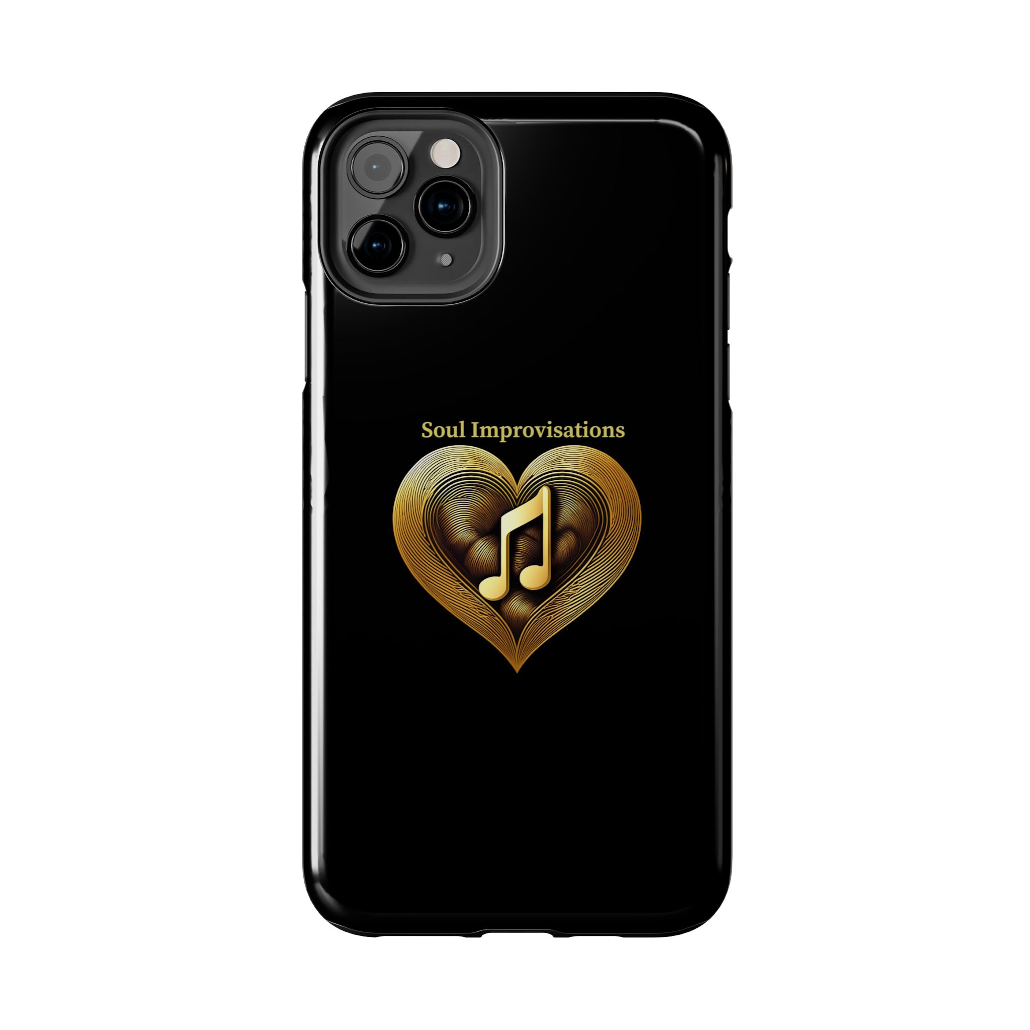 Gold Musical Heart Tough Phone Case - Black - Image 25